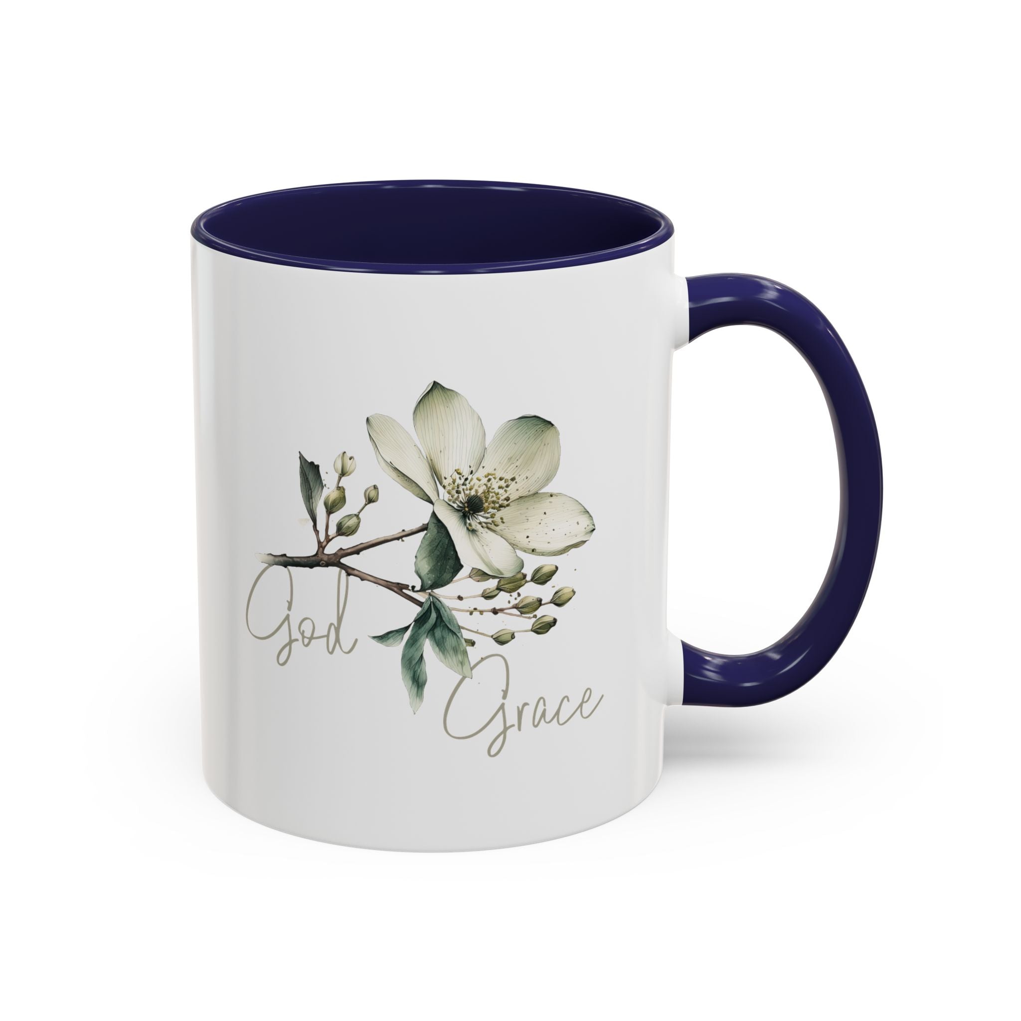 Floral Accent Coffee Mug | God Grace Gift, Nature-Inspired Tea Cup, Inspirational Drinkware for Home, Office, Mother's Day