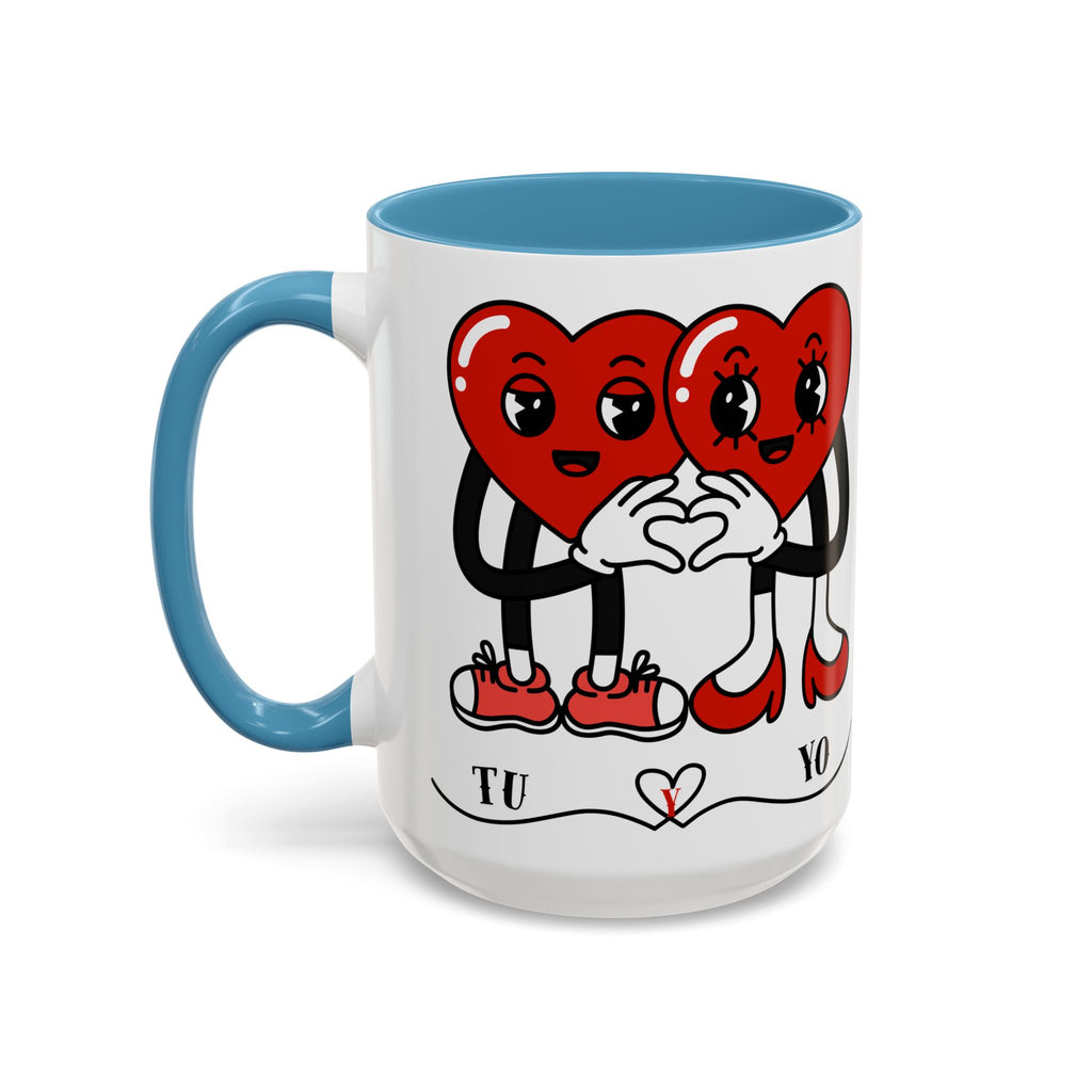 Valentine Heart Couple Coffee Mug – "Tu y Yo" Cute Romantic Accent Mug