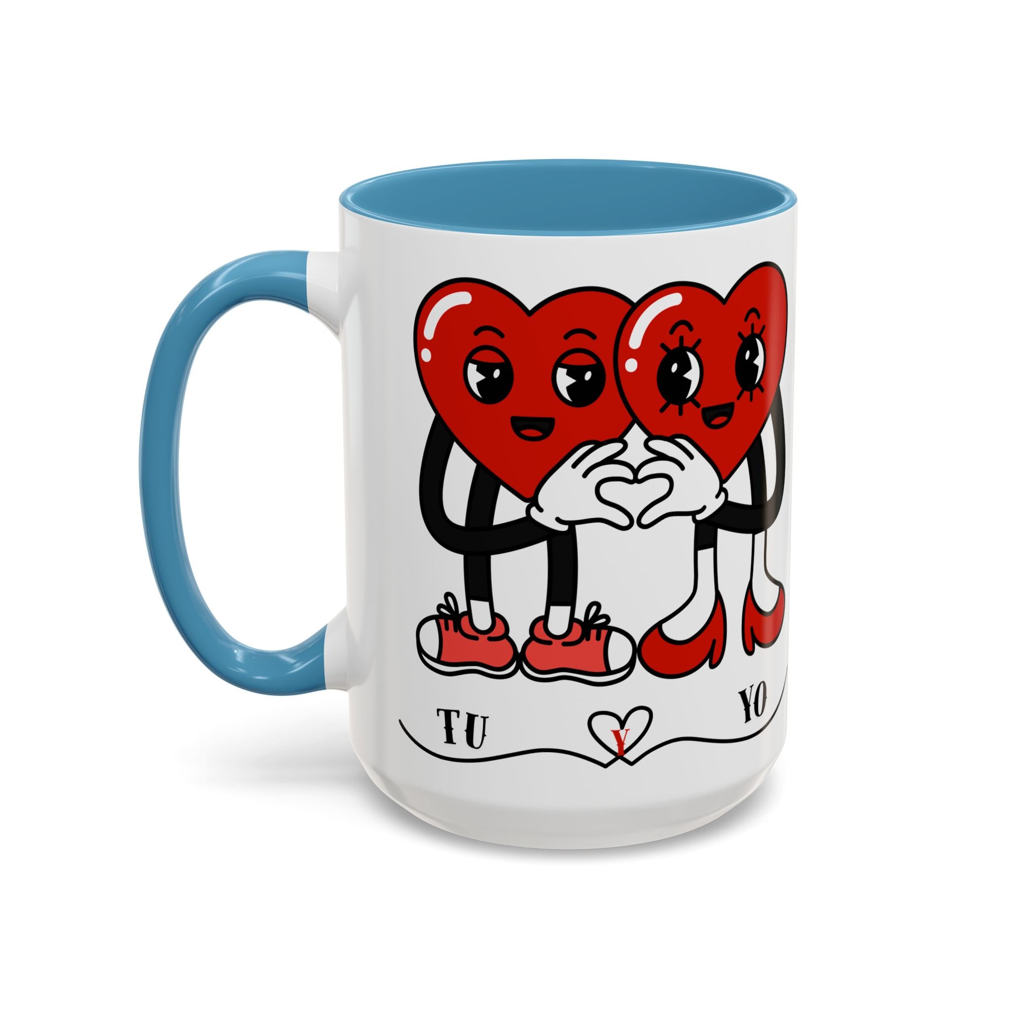 Valentine Heart Couple Coffee Mug – "Tu y Yo" Cute Romantic Accent Mug