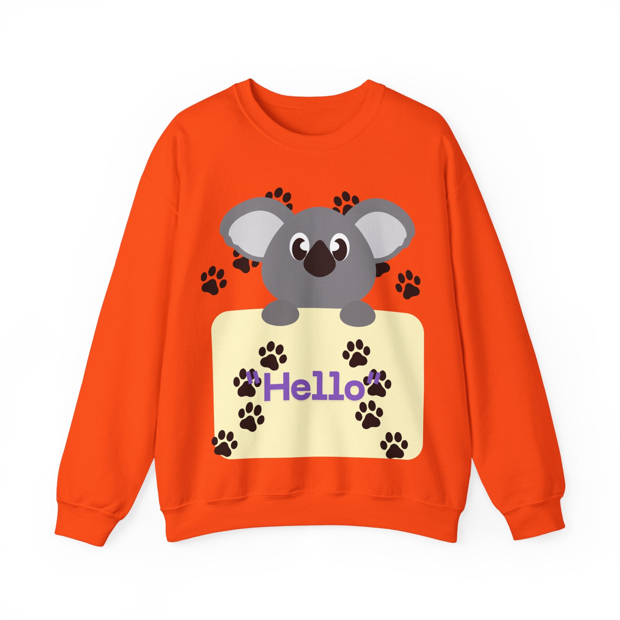 Cute Koala Hello Sweatshirt, Unisex Cozy Crewneck, Pet Lover Gift, Animal Lover Apparel, Fun Casual Wear, Cute Graphic Sweater