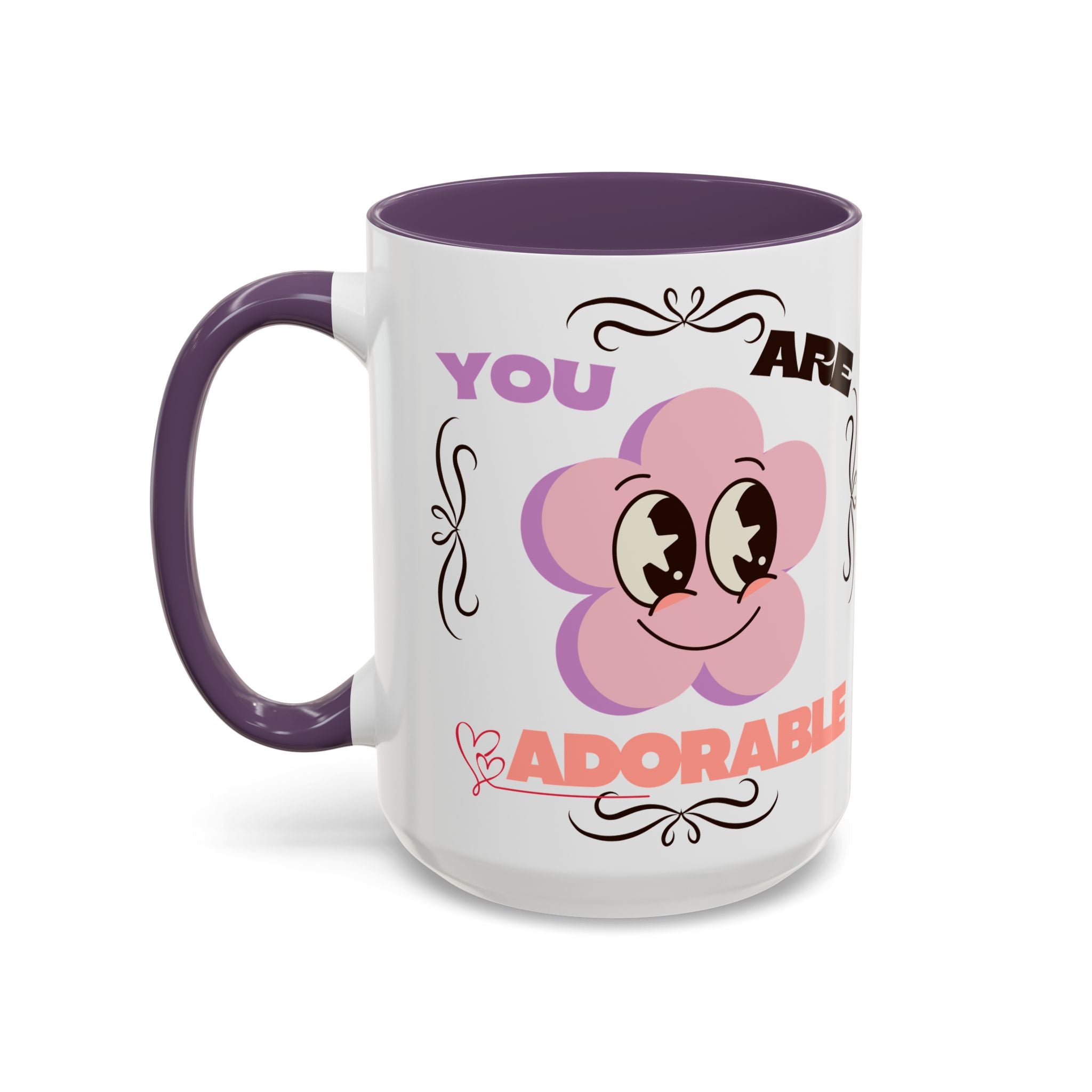 You Are Adorable Coffee Mug — Cute Pink Flower Accent Mug (11/15oz)