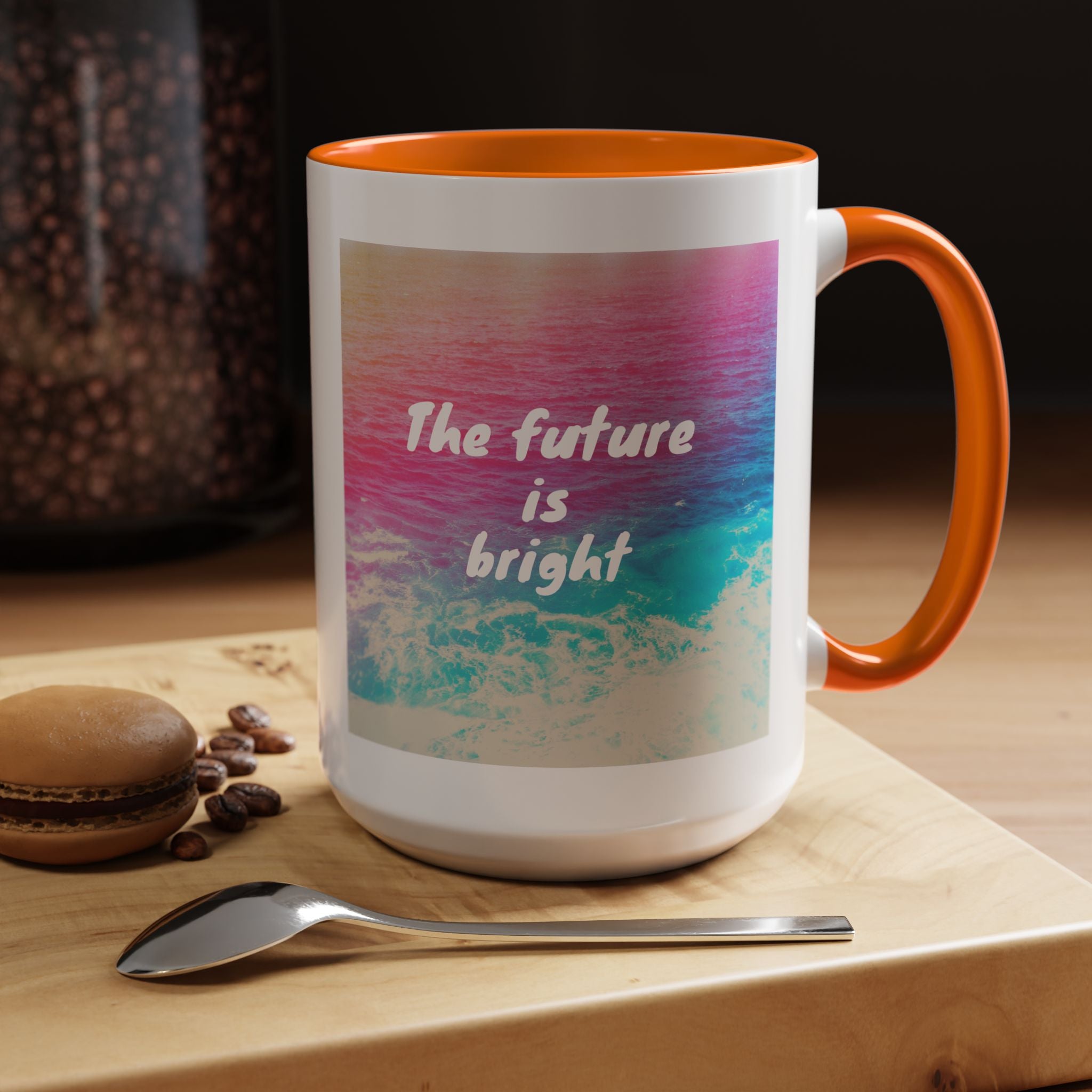 Ocean Background Future Is Bright Accent Coffee Mug (11, 15oz)