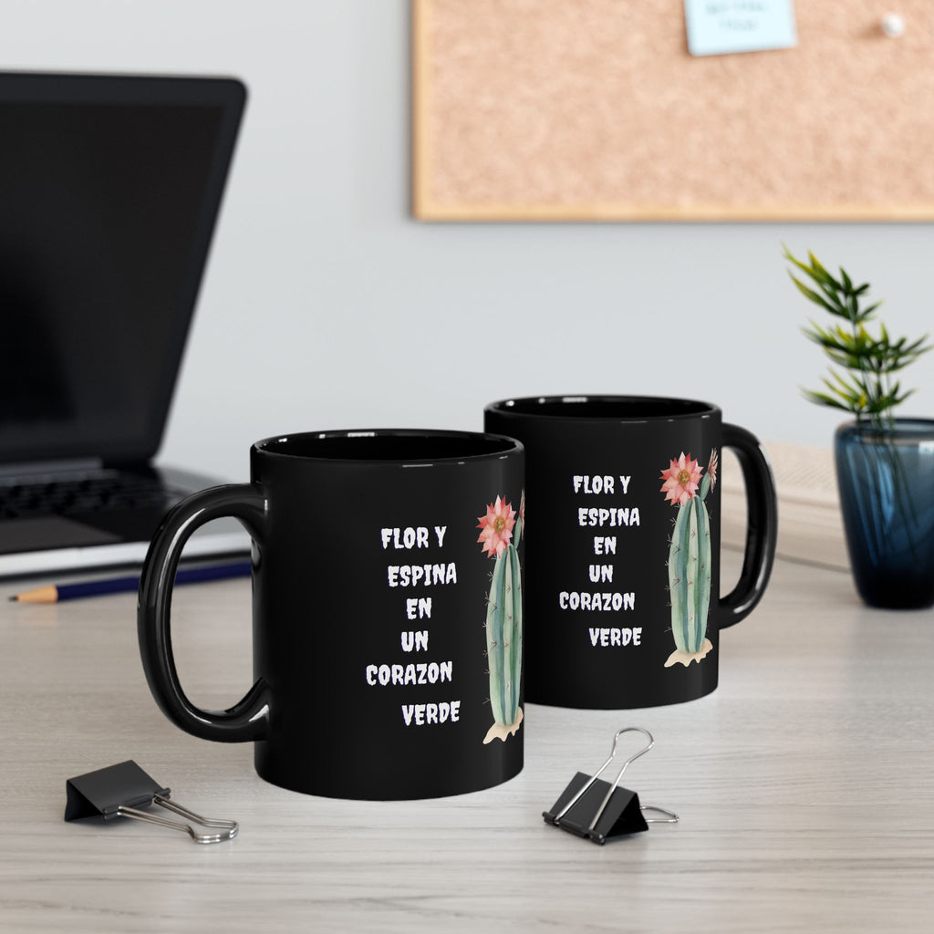 Cactus Love Black Mug - Perfect Gift for Plant Lovers, Home Decor, Coffee Lovers, Minimalist Style, Fun Quotes