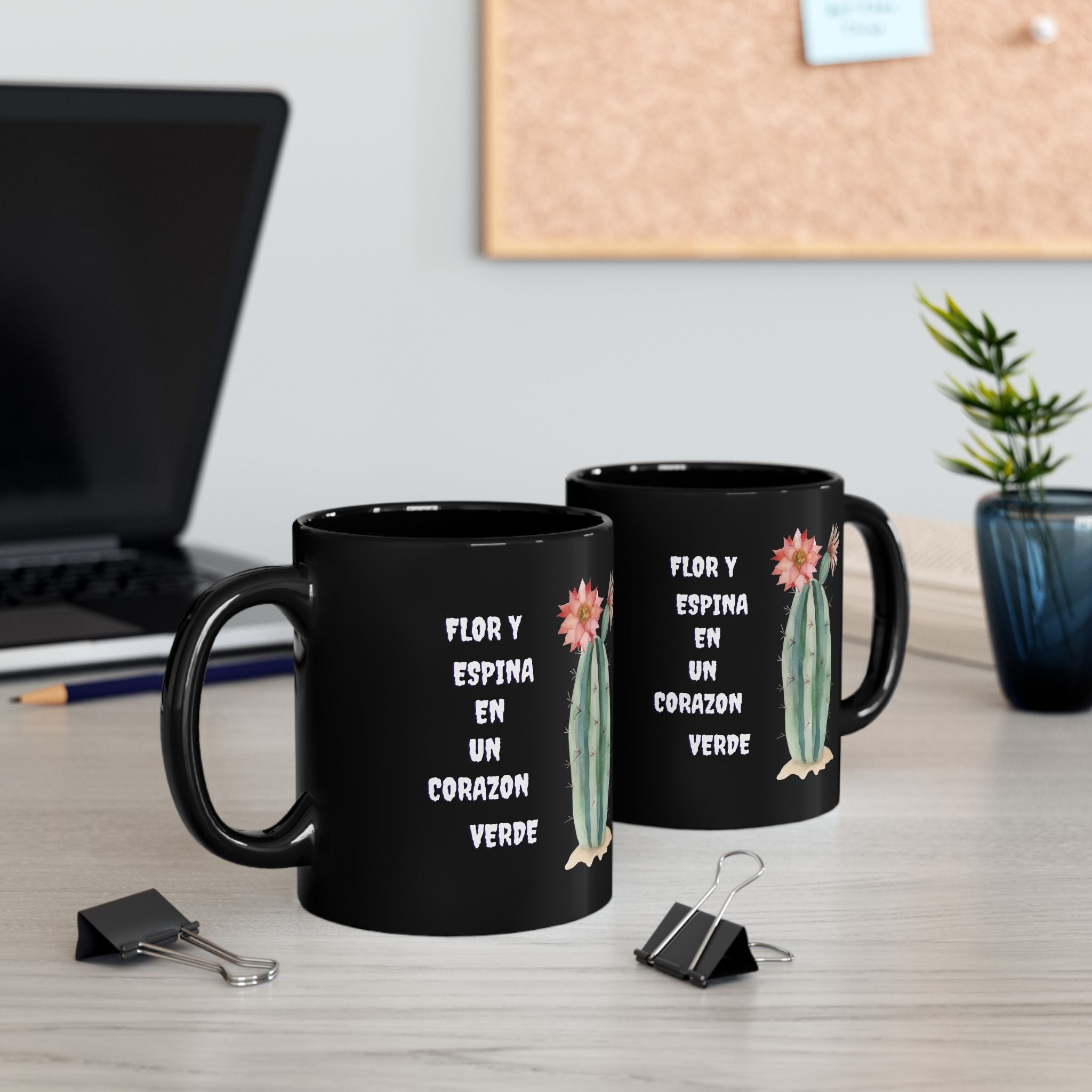 Cactus Love Black Mug - Perfect Gift for Plant Lovers, Home Decor, Coffee Lovers, Minimalist Style, Fun Quotes