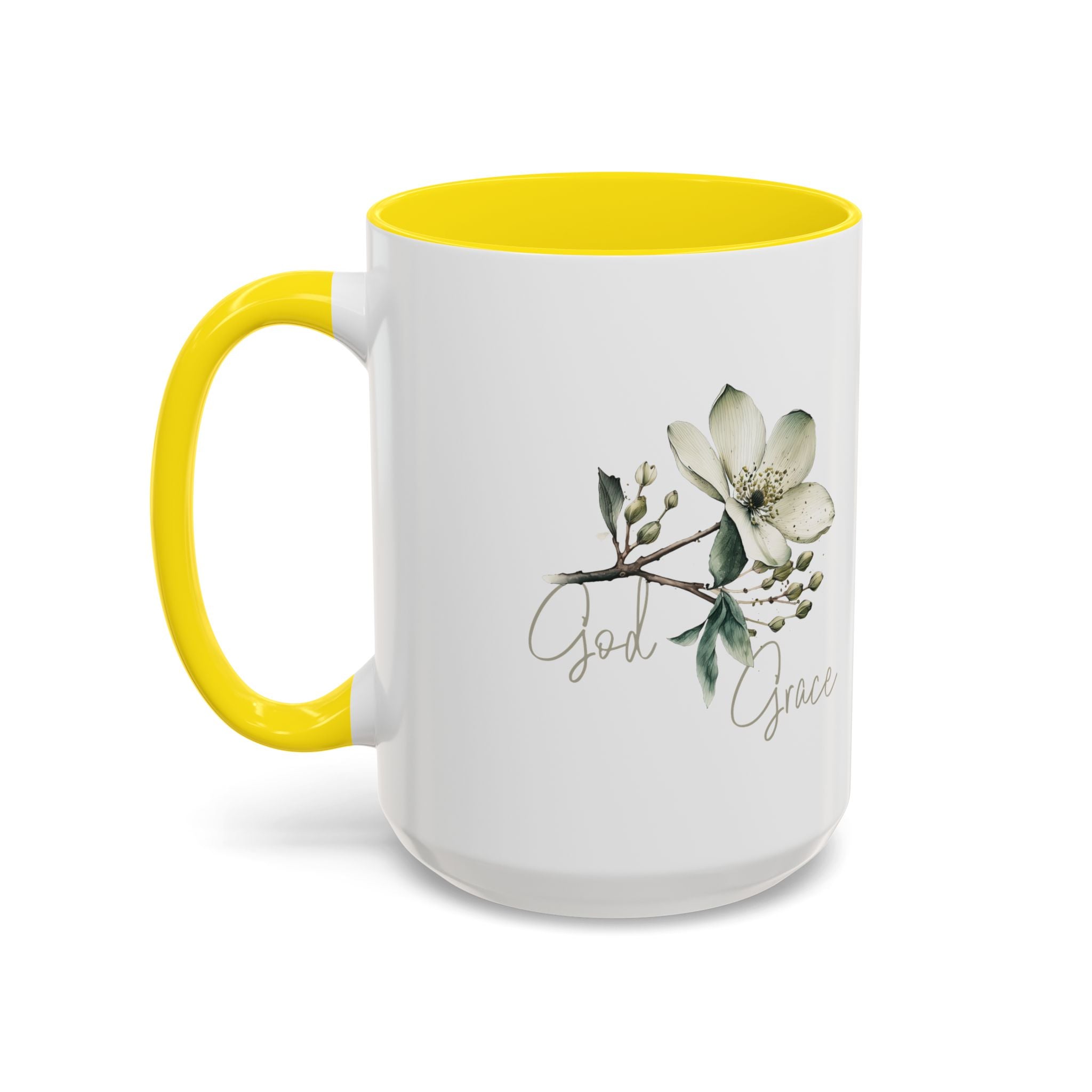 Floral Accent Coffee Mug | God Grace Gift, Nature-Inspired Tea Cup, Inspirational Drinkware for Home, Office, Mother's Day