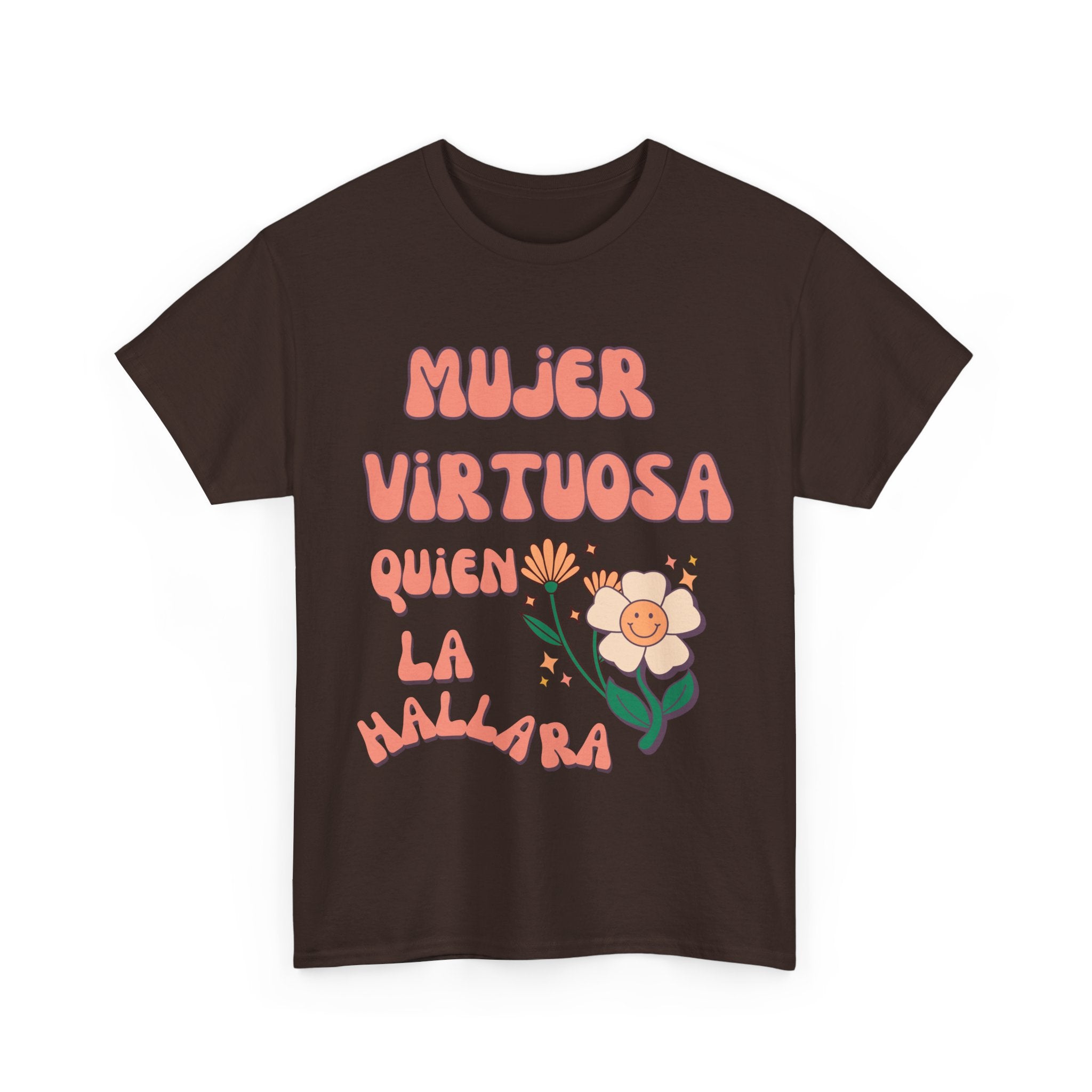 Empowering Unisex Heavy Cotton Tee - 'Mujer Virtuosa' Floral Print, Inspirational Gift, Feminist T-Shirt, Everyday Wear, Motivation Tee