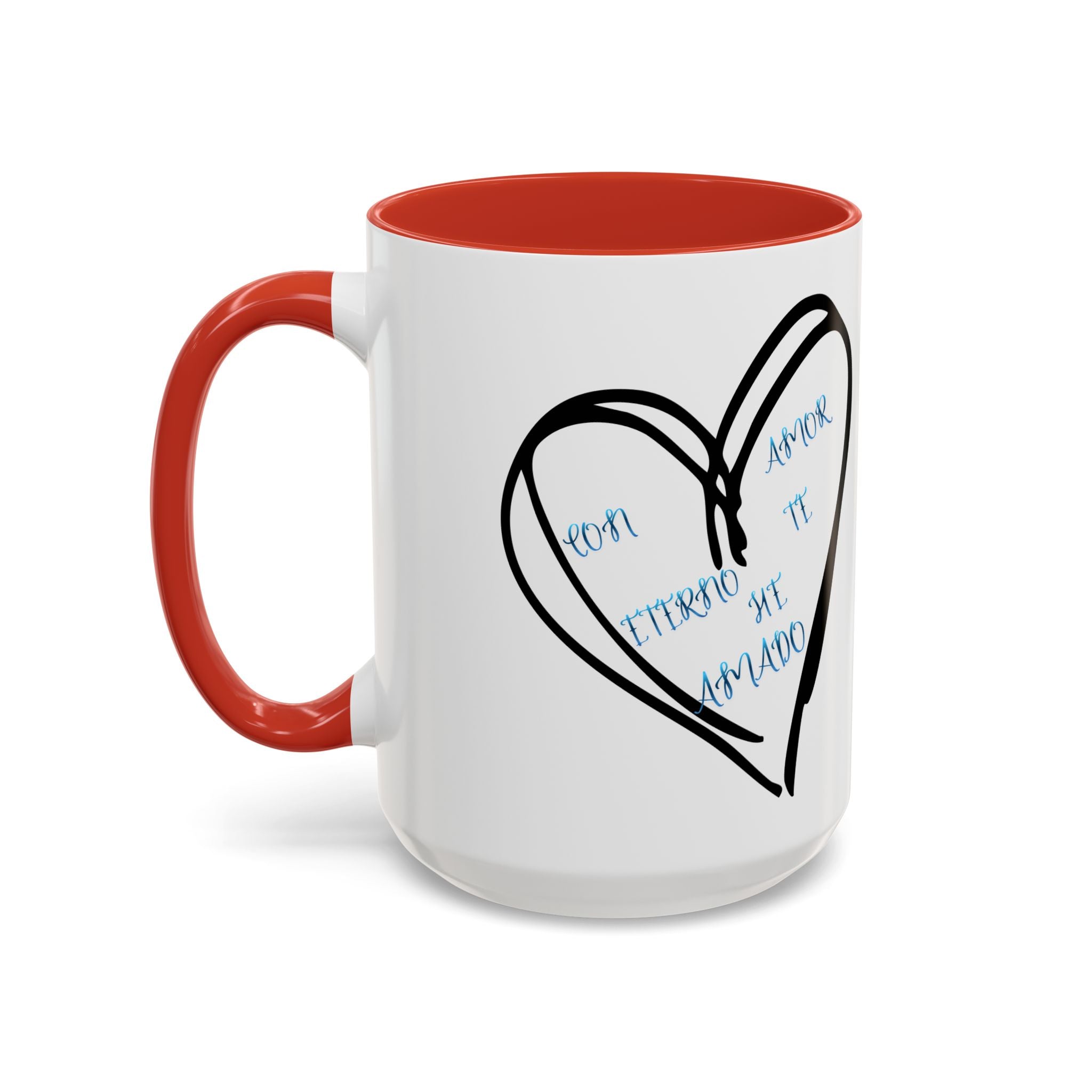 Coffee Mug - Hand-Drawn Heart with Spanish 'Por Amor Te He Amado' Accent