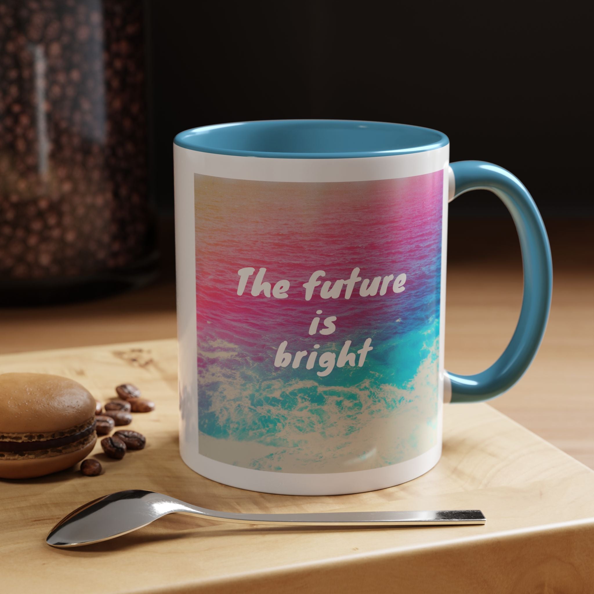 Ocean Background Future Is Bright Accent Coffee Mug (11, 15oz)