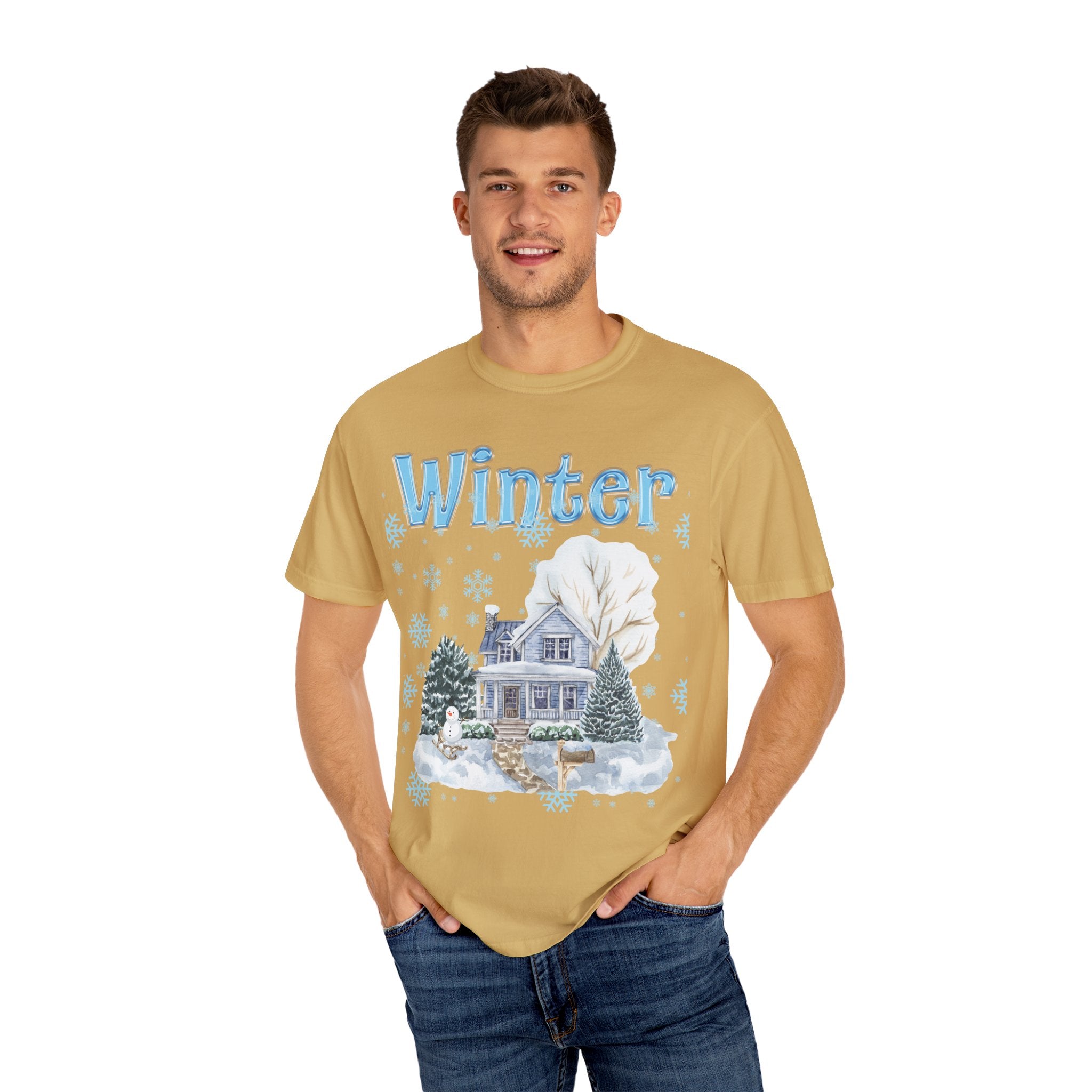 Winter-Themed Unisex Garment-Dyed T-shirt