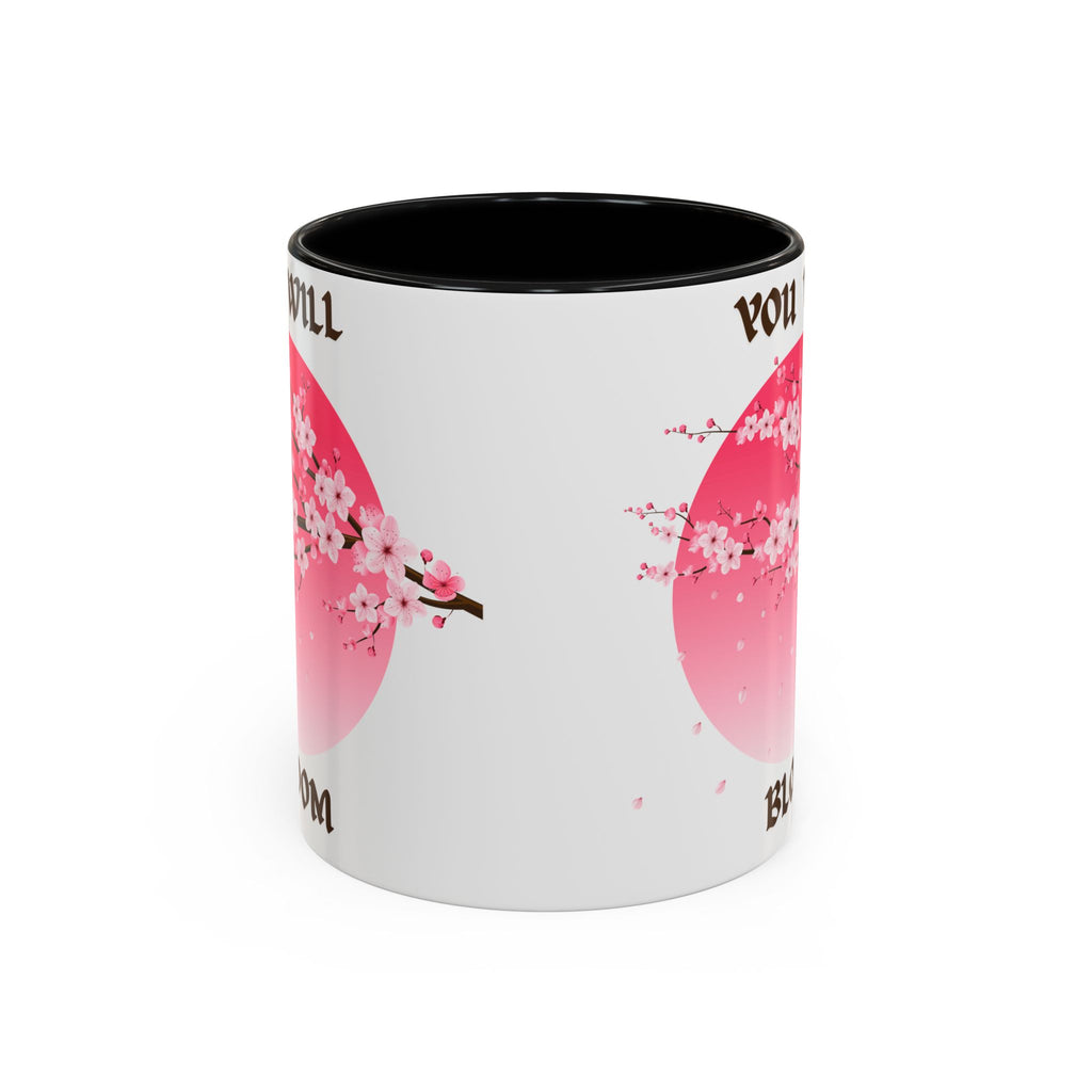 You Will Bloom Accent Coffee Mug — Cherry Blossom Inspirational 11/15oz