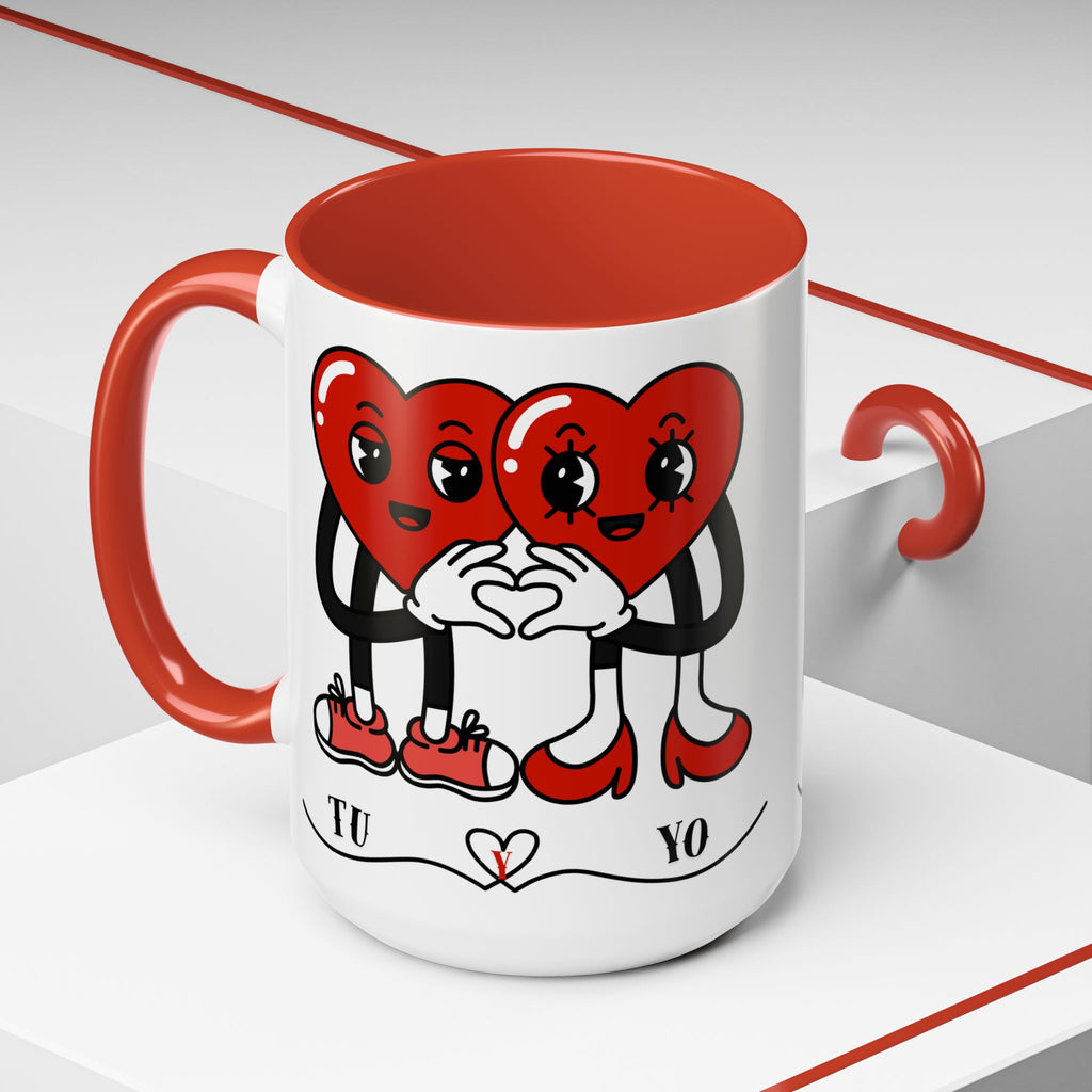 Valentine Heart Couple Coffee Mug – "Tu y Yo" Cute Romantic Accent Mug