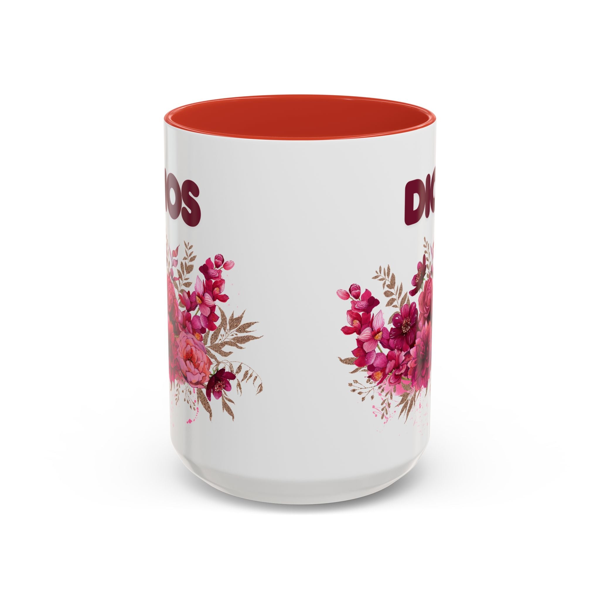 Dios Floral Accent Coffee Mug — 11/15oz Inspirational Christian Tea Cup