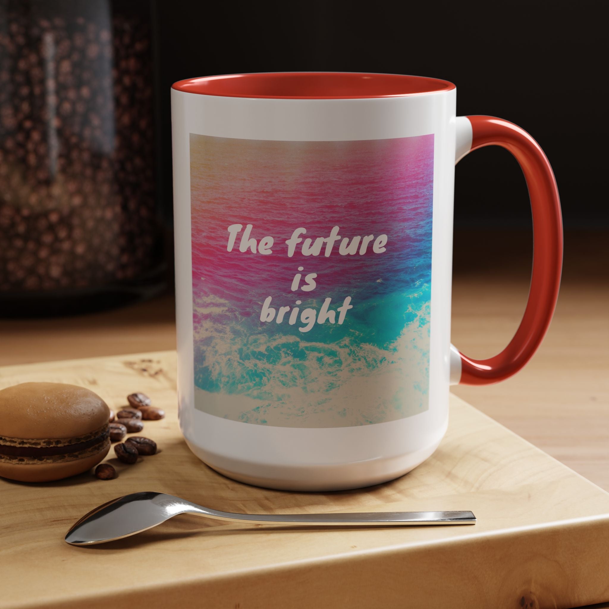 Ocean Background Future Is Bright Accent Coffee Mug (11, 15oz)