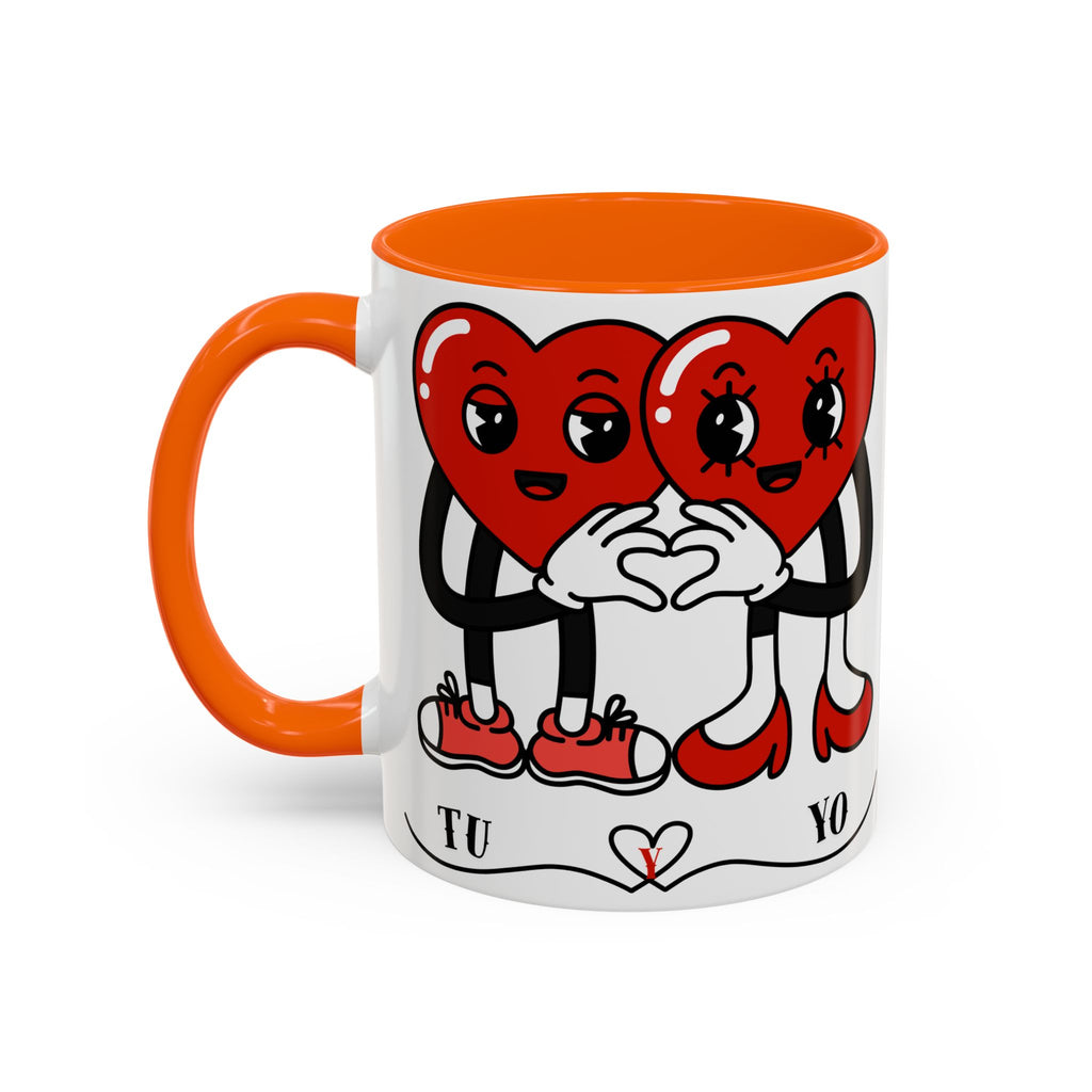 Valentine Heart Couple Coffee Mug – "Tu y Yo" Cute Romantic Accent Mug