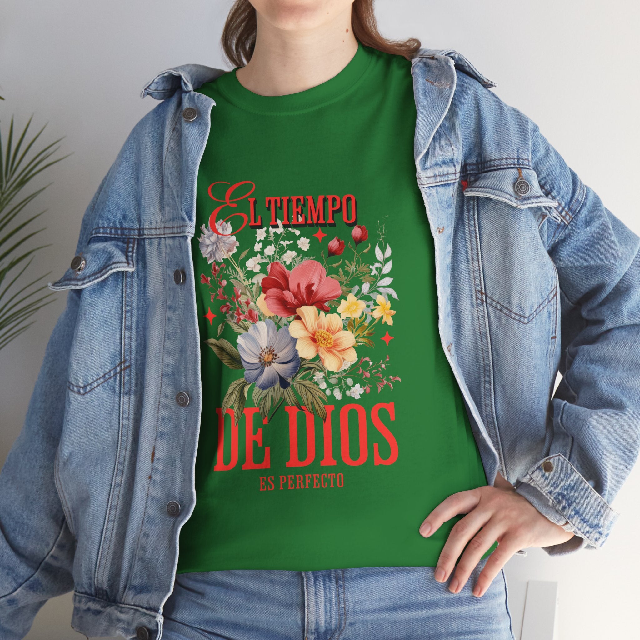 Floral Quote Tee, Unisex Heavy Cotton Tee for Faith and Inspiration, Cute T-Shirt for Spring, Inspirational Gift for Friends, [...]
