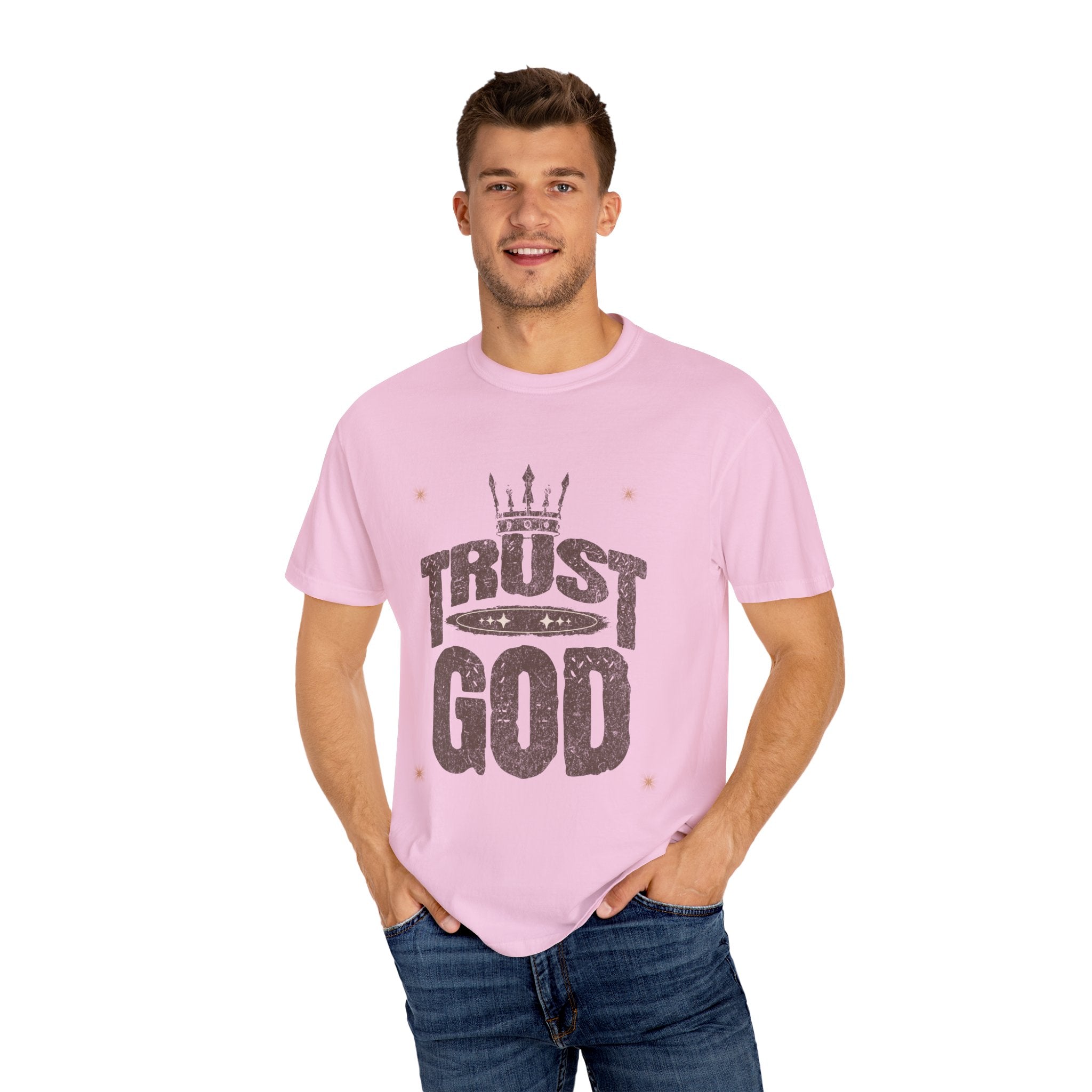 Trust God Unisex Garment-Dyed T-Shirt, Inspirational Tee, Faith-Based Apparel, Casual Wear, Christian Gift