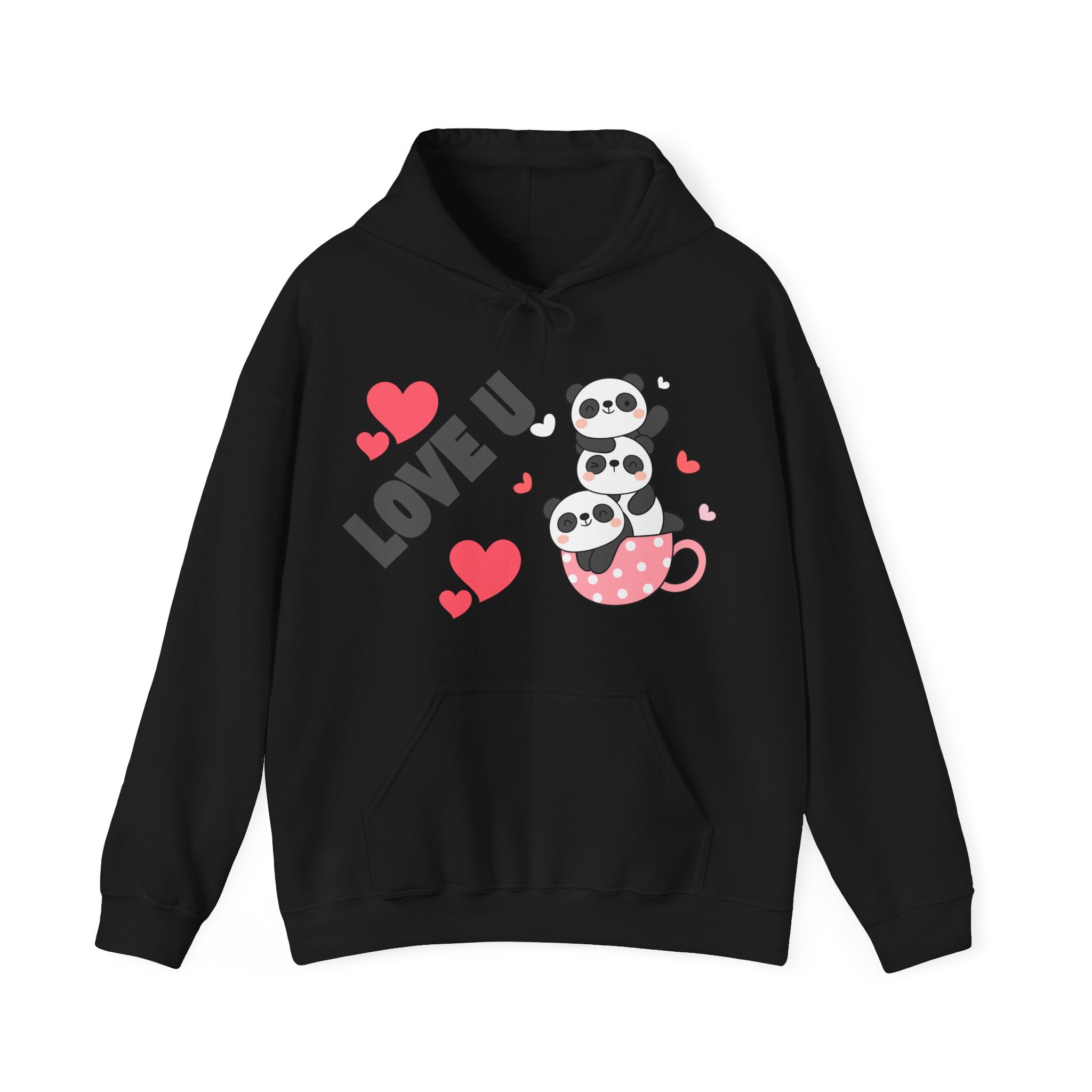 Cute Panda Love Hoodie for Couples, Valentine's Day Gift, Cozy Sweatshirt, Unisex Love Hoodie, Animal Lover Apparel, Cute Sweatshirt