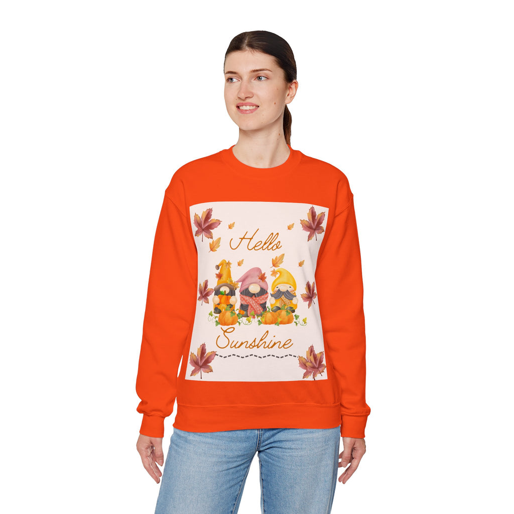 Hello Sunshine Fall Crewneck Sweatshirt, Cozy Autumn Apparel, Unisex Sweatshirt, Perfect for Thanksgiving, Gift for Nature Lovers