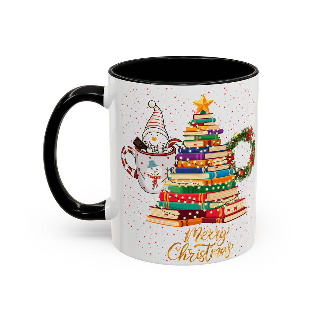 Christmas Book Tree Coffee Mug — Merry Christmas Accent Mug (11/15oz)