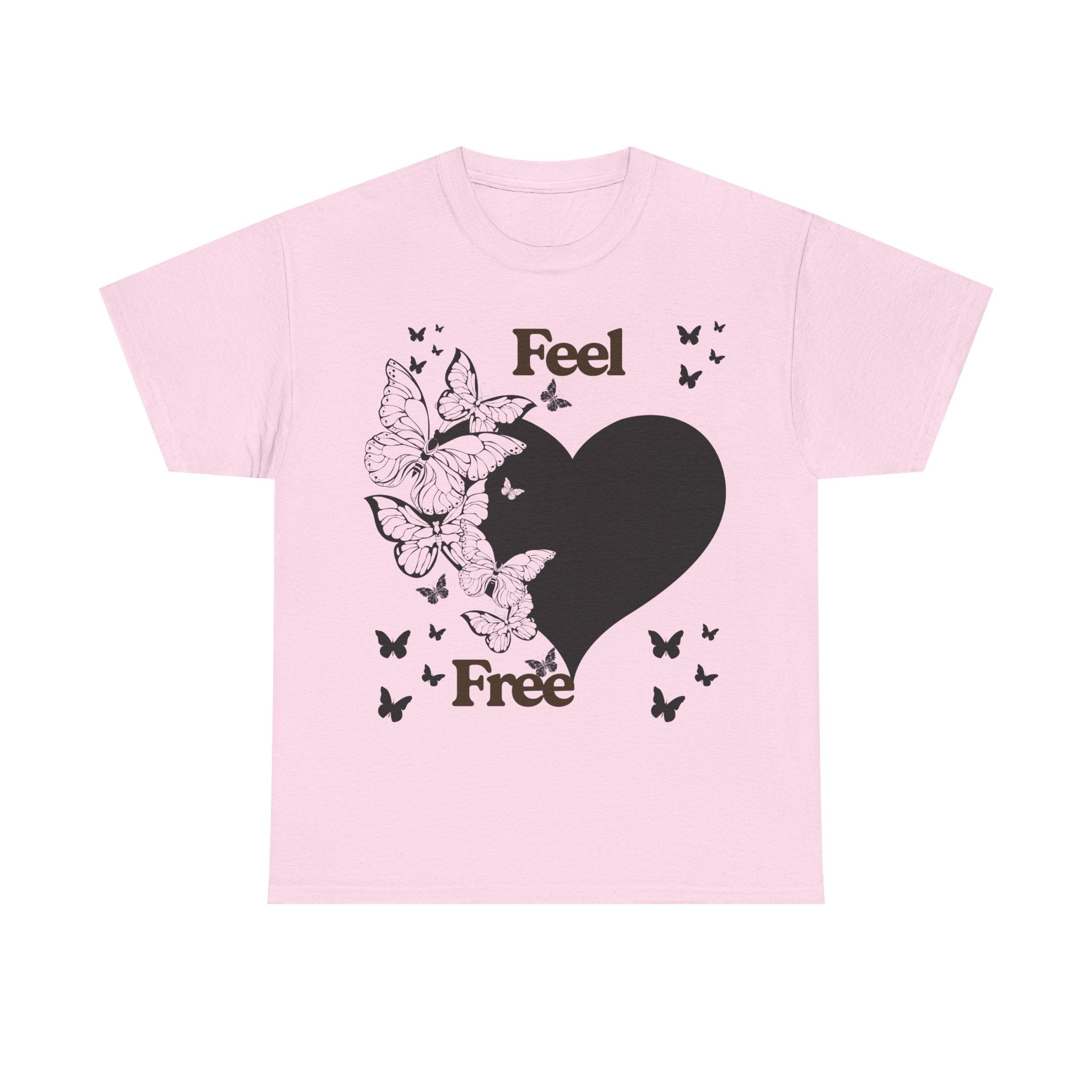 Butterfly Heart Unisex Heavy Cotton Tee, Feel Free Shirt, Nature Lover Gift, Casual Wear, Spring Fashion, Butterfly Design Tee