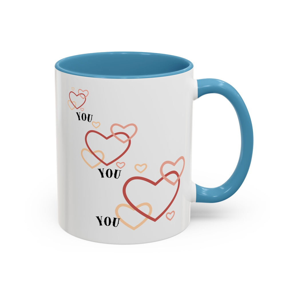 Love You Accent Coffee Mug, Valentine's Day Gift, Heart Mug, Cute Coffee Cup, Romantic Beverage Container
