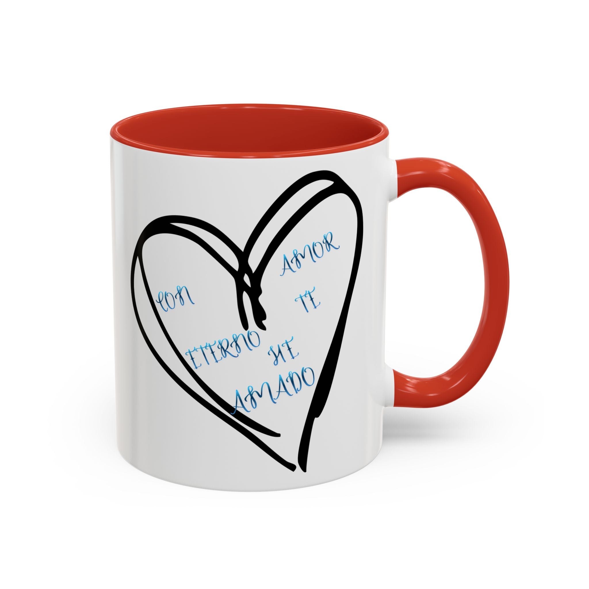 Coffee Mug - Hand-Drawn Heart with Spanish 'Por Amor Te He Amado' Accent