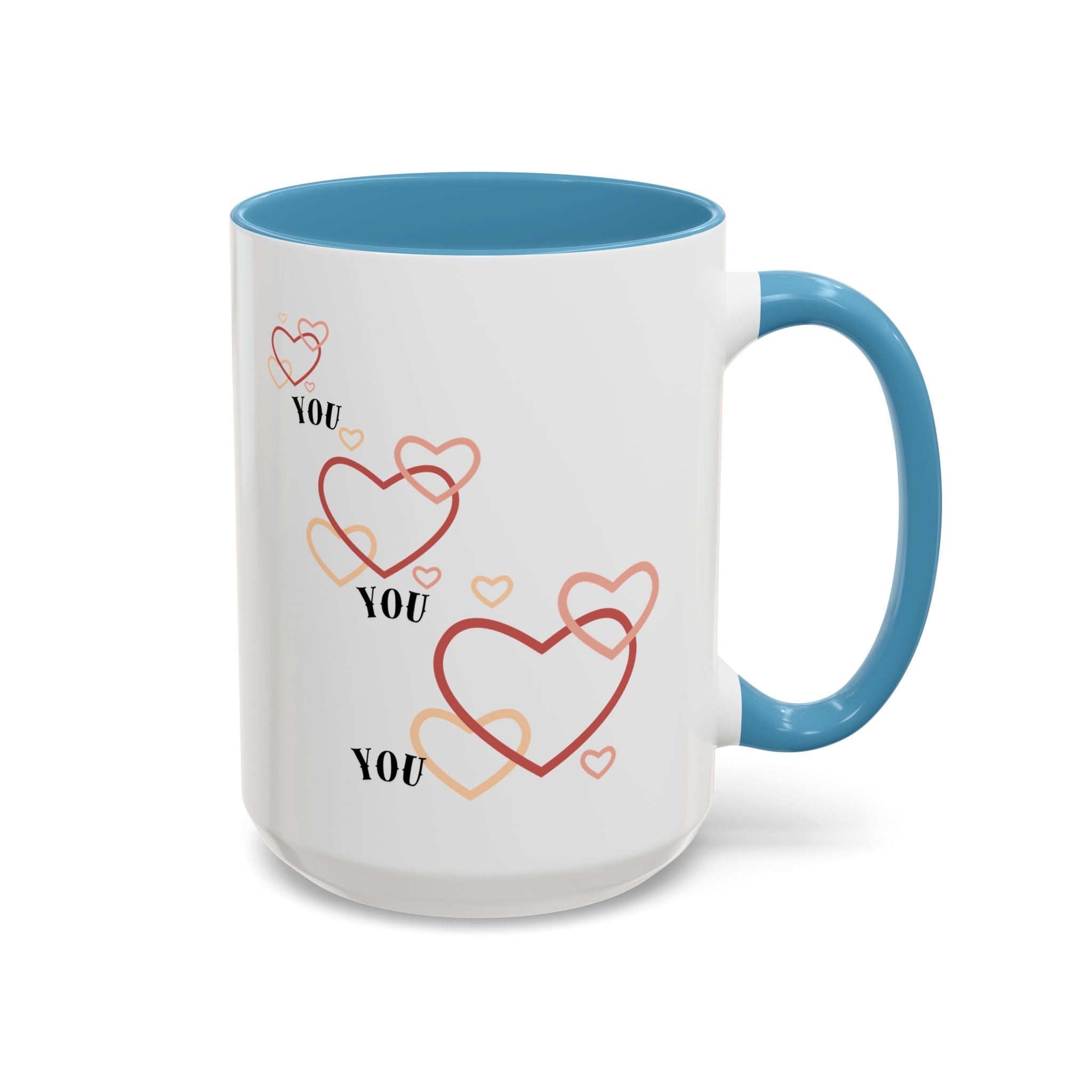 Love You Accent Coffee Mug, Valentine's Day Gift, Heart Mug, Cute Coffee Cup, Romantic Beverage Container