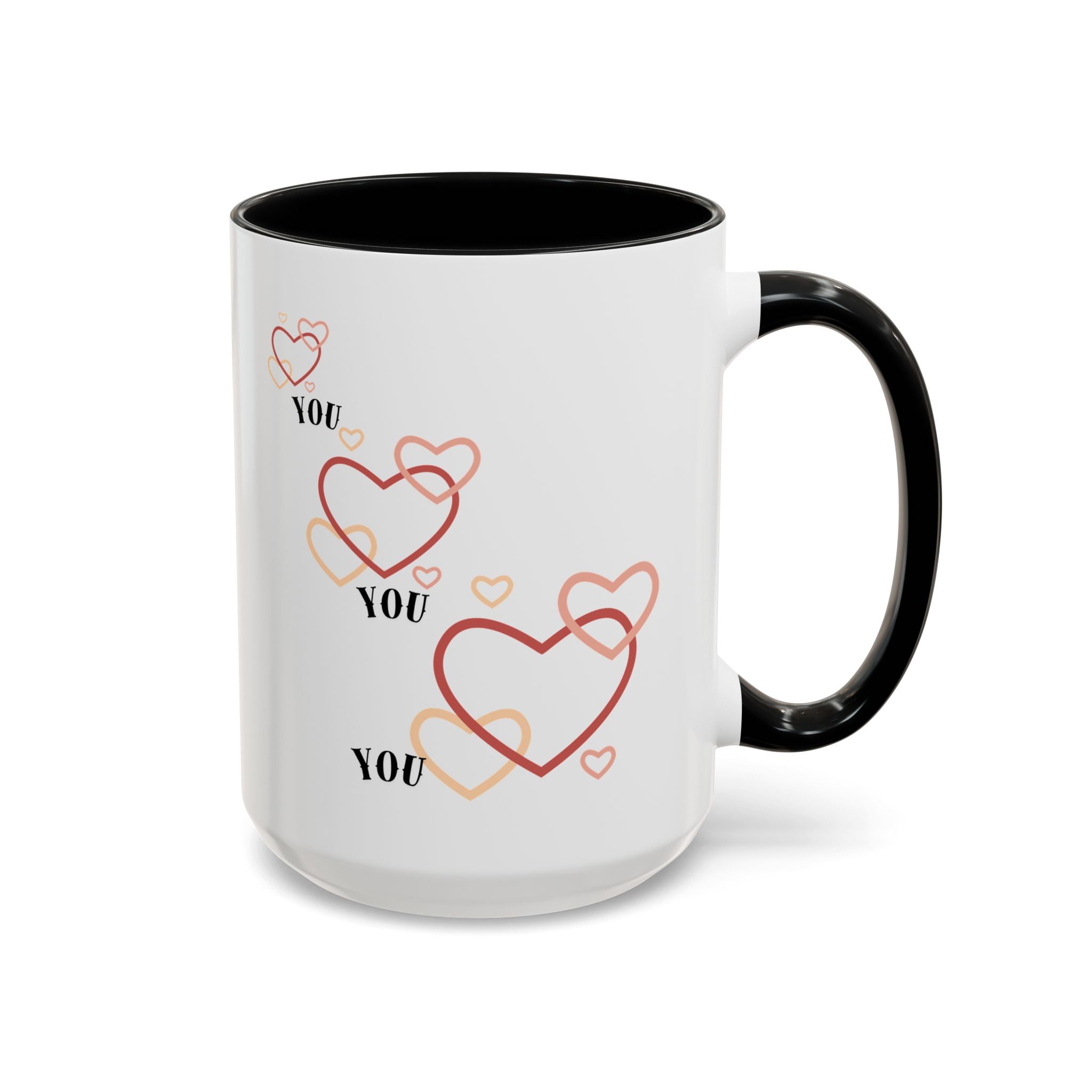 Love You Accent Coffee Mug, Valentine's Day Gift, Heart Mug, Cute Coffee Cup, Romantic Beverage Container