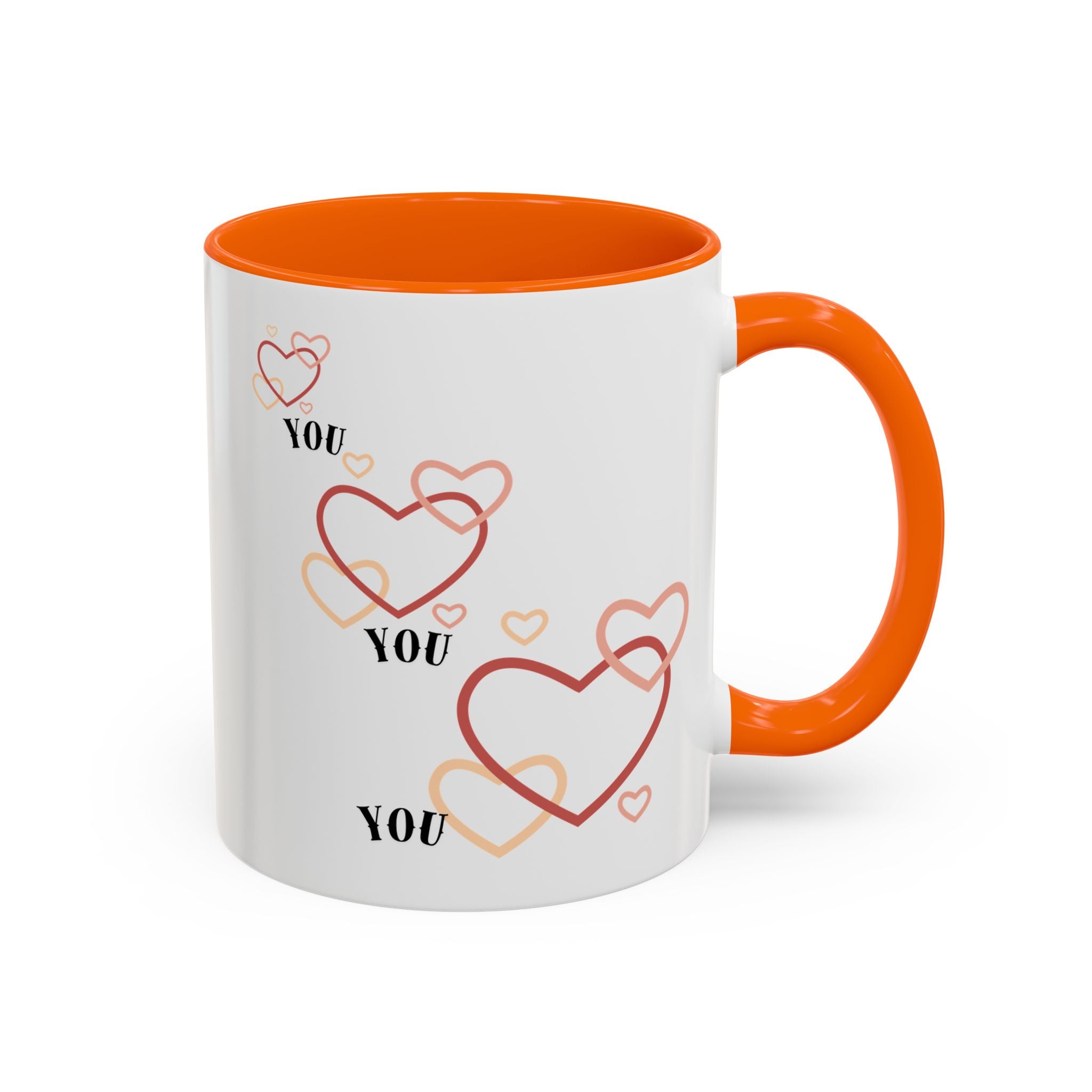 Love You Accent Coffee Mug, Valentine's Day Gift, Heart Mug, Cute Coffee Cup, Romantic Beverage Container
