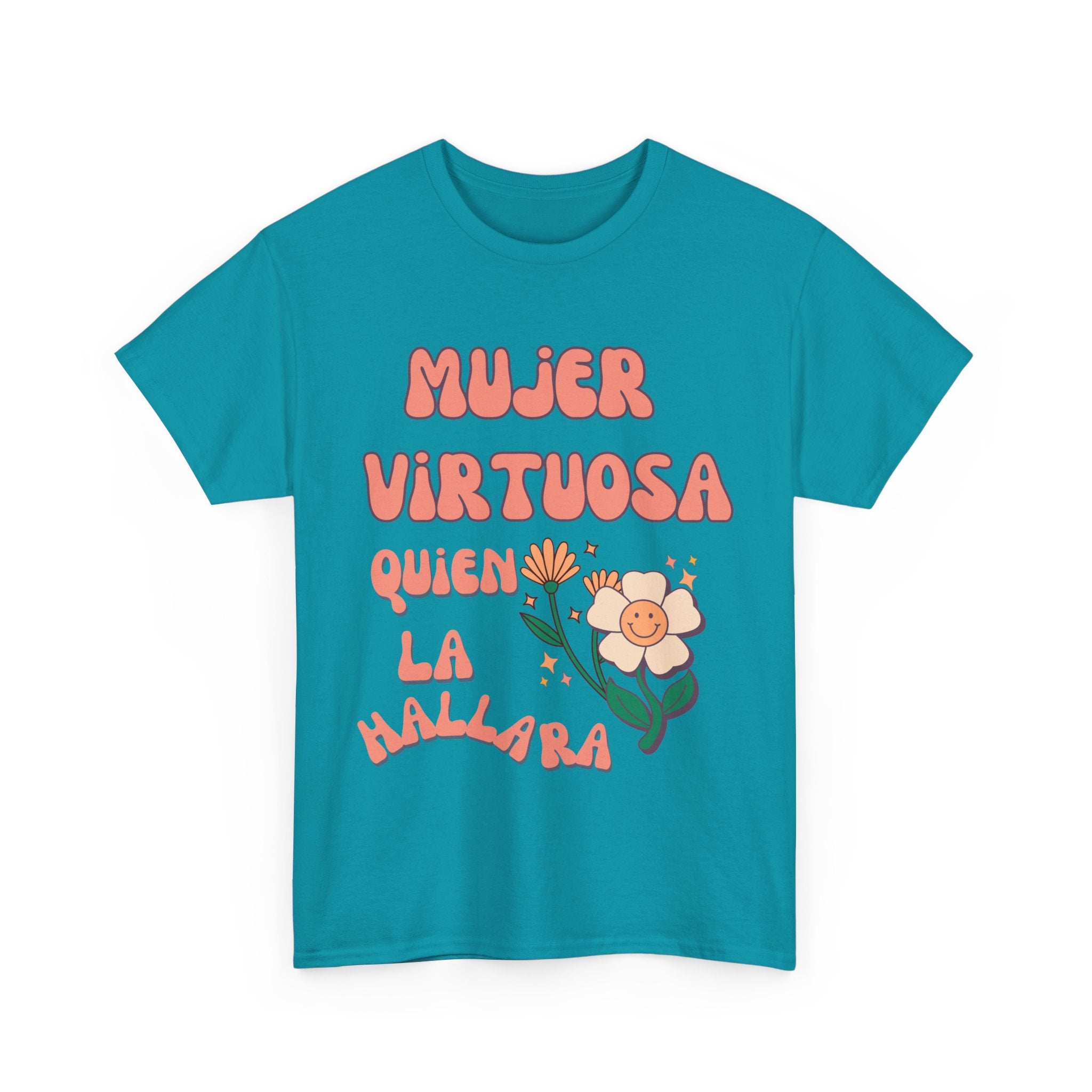 Empowering Unisex Heavy Cotton Tee - 'Mujer Virtuosa' Floral Print, Inspirational Gift, Feminist T-Shirt, Everyday Wear, Motivation Tee