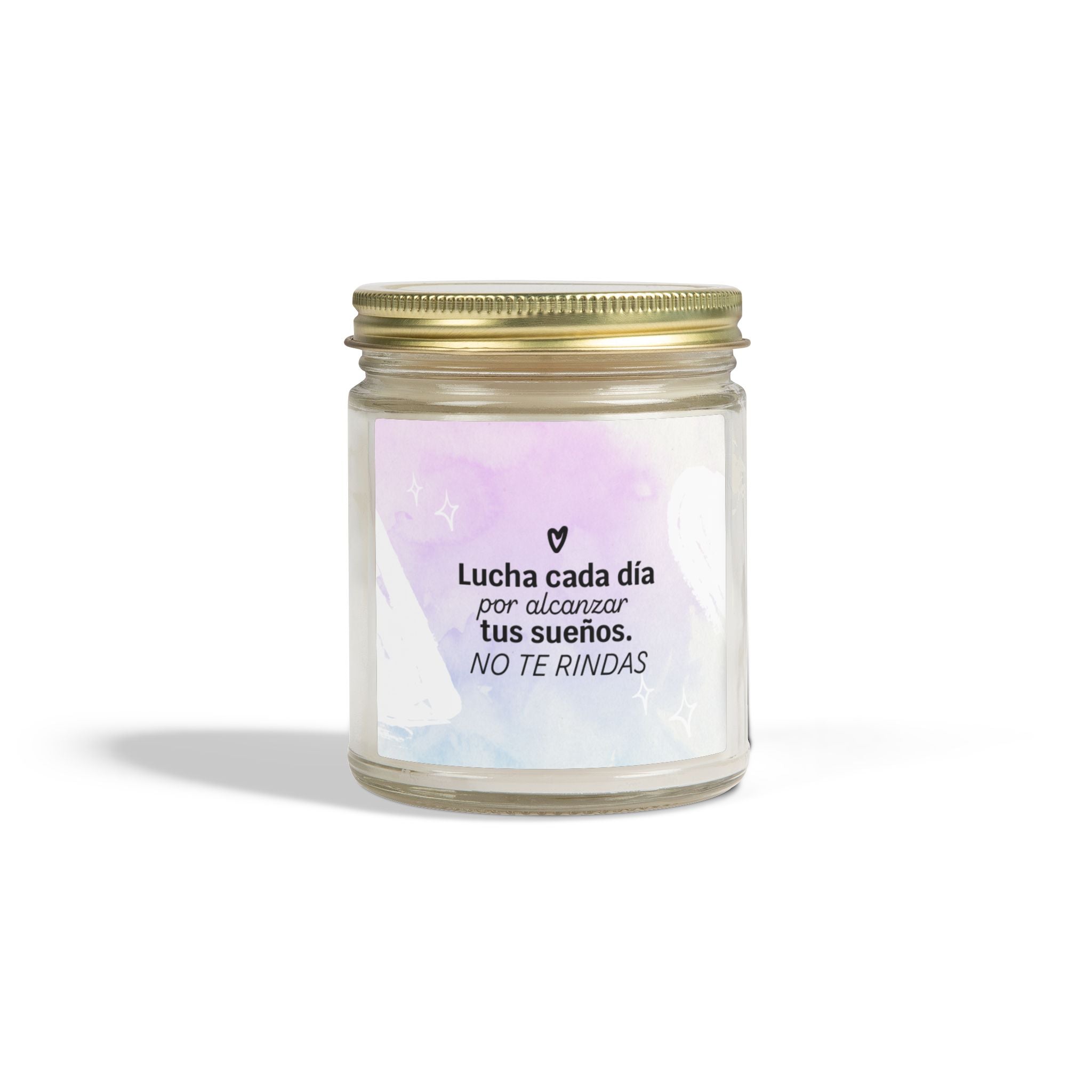 Motivational Spanish Scented Candle — Coconut Apricot (4oz/9oz) — "Lucha cada día... NO TE RINDAS"