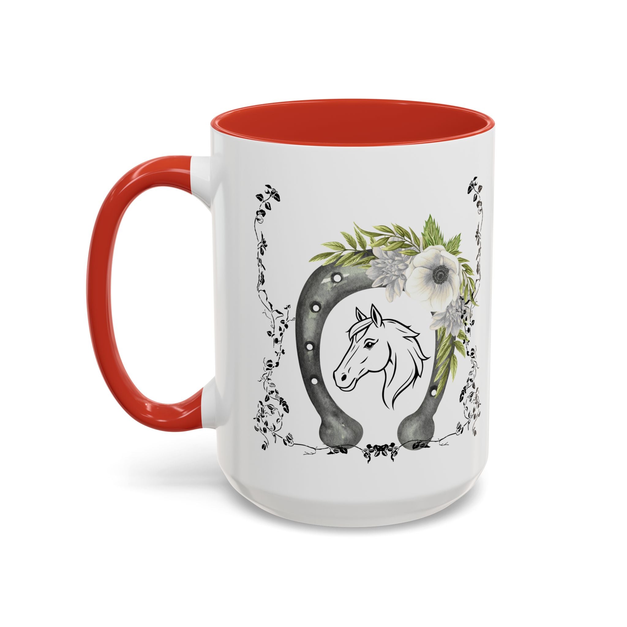 Personalized Floral Horseshoe Mug - Unique Gift for Horse Lovers, Cowgirl Theme, Farmhouse Decor, Wedding Favors, Custom Name Mug