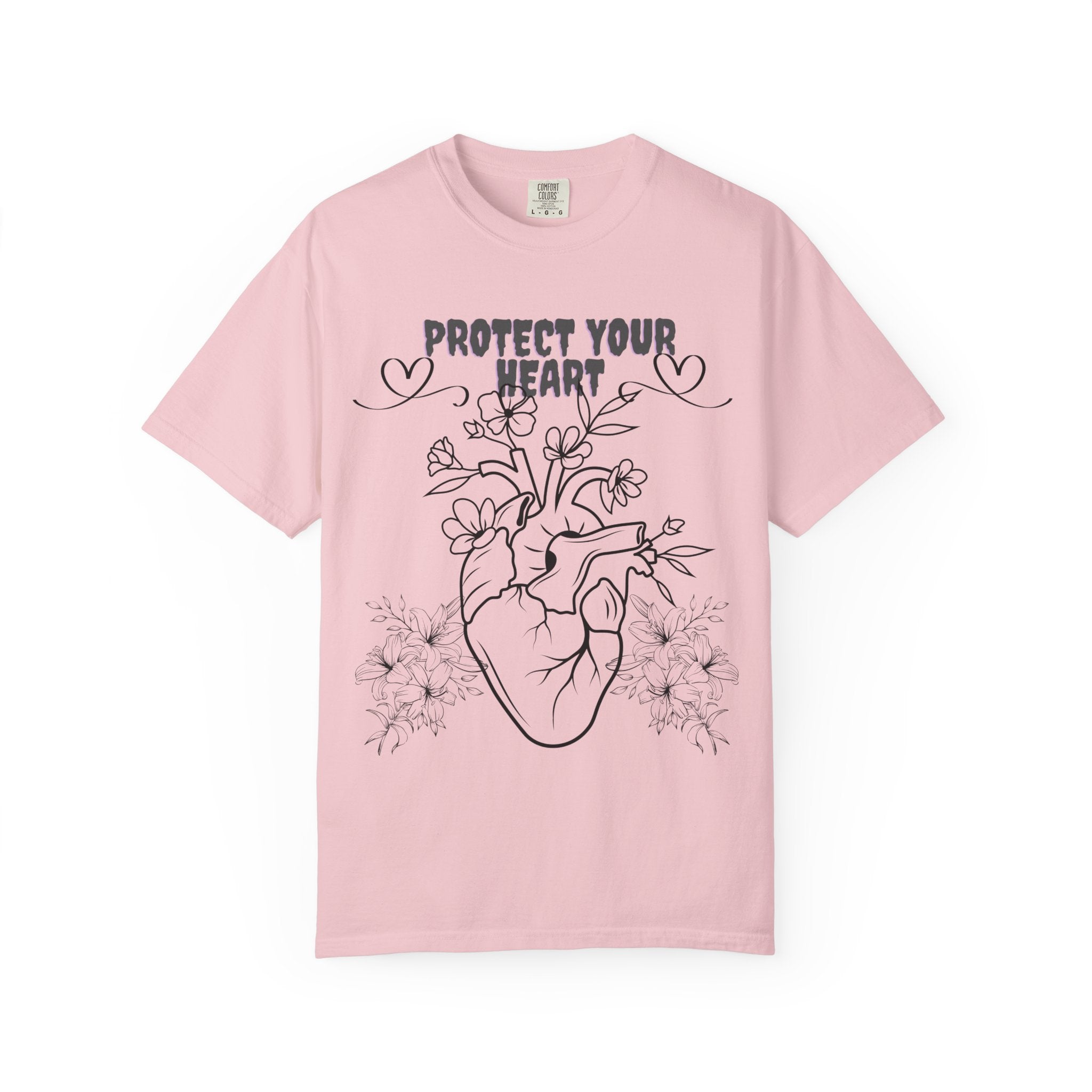 Protect Your Heart T-Shirt | Unisex Garment-Dyed Tee for Self-Care, Mental Health Awareness, Gifts for Friends, Cute Casual Wear