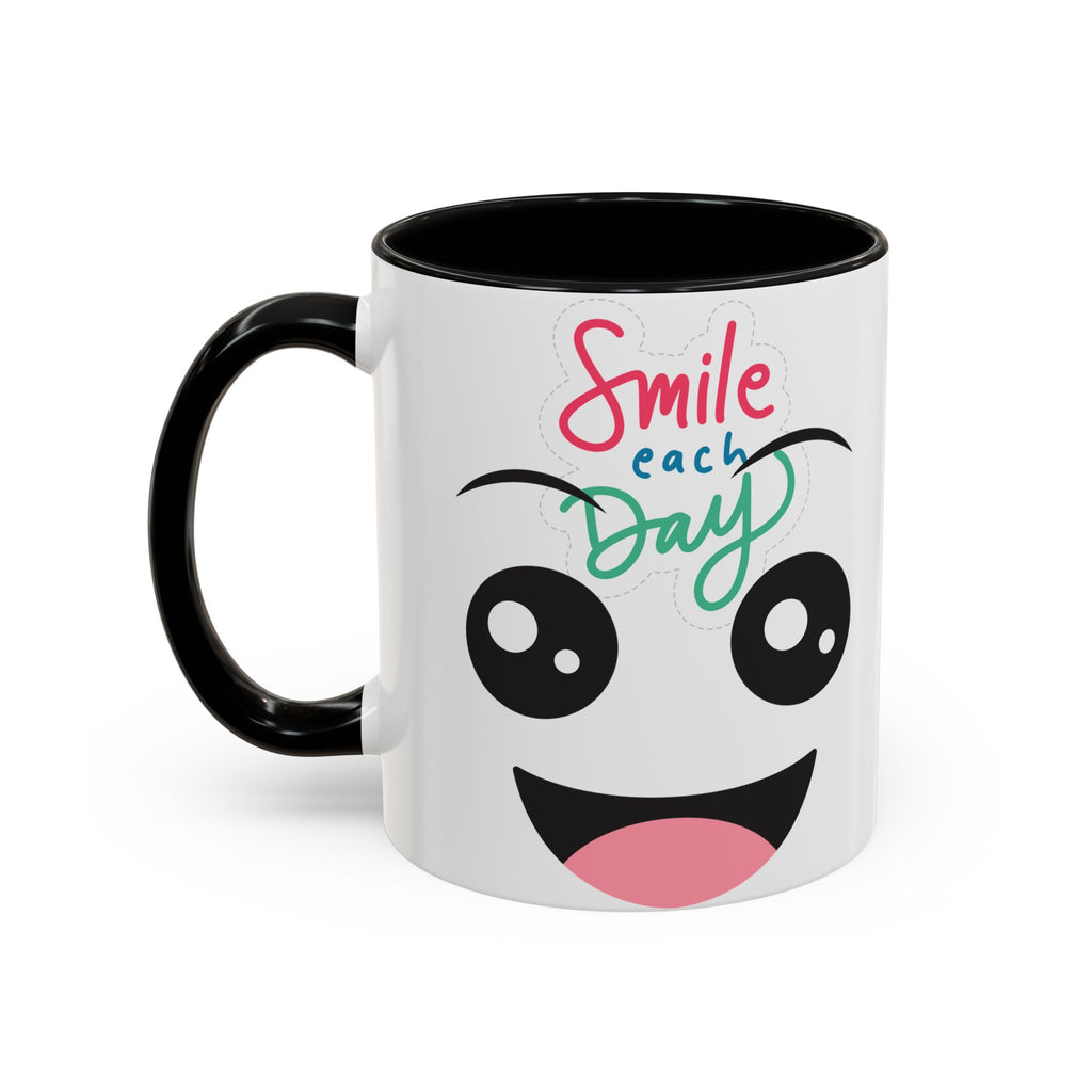 Smile Each Day Coffee Mug — Cute Cartoon Face Accent Mug (11/15oz)