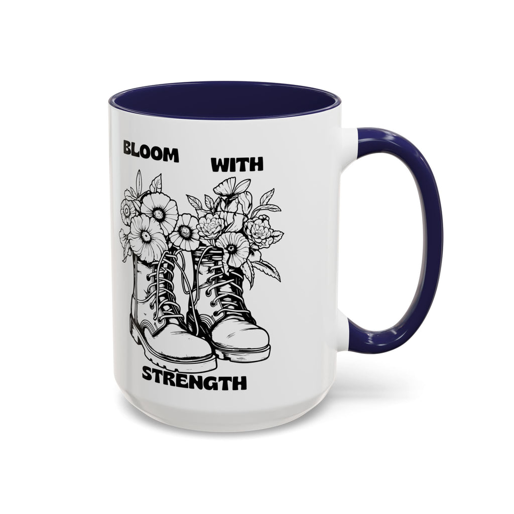 Bloom With Strength Coffee Mug — Floral Boots Inspirational Accent Mug (11/15oz)
