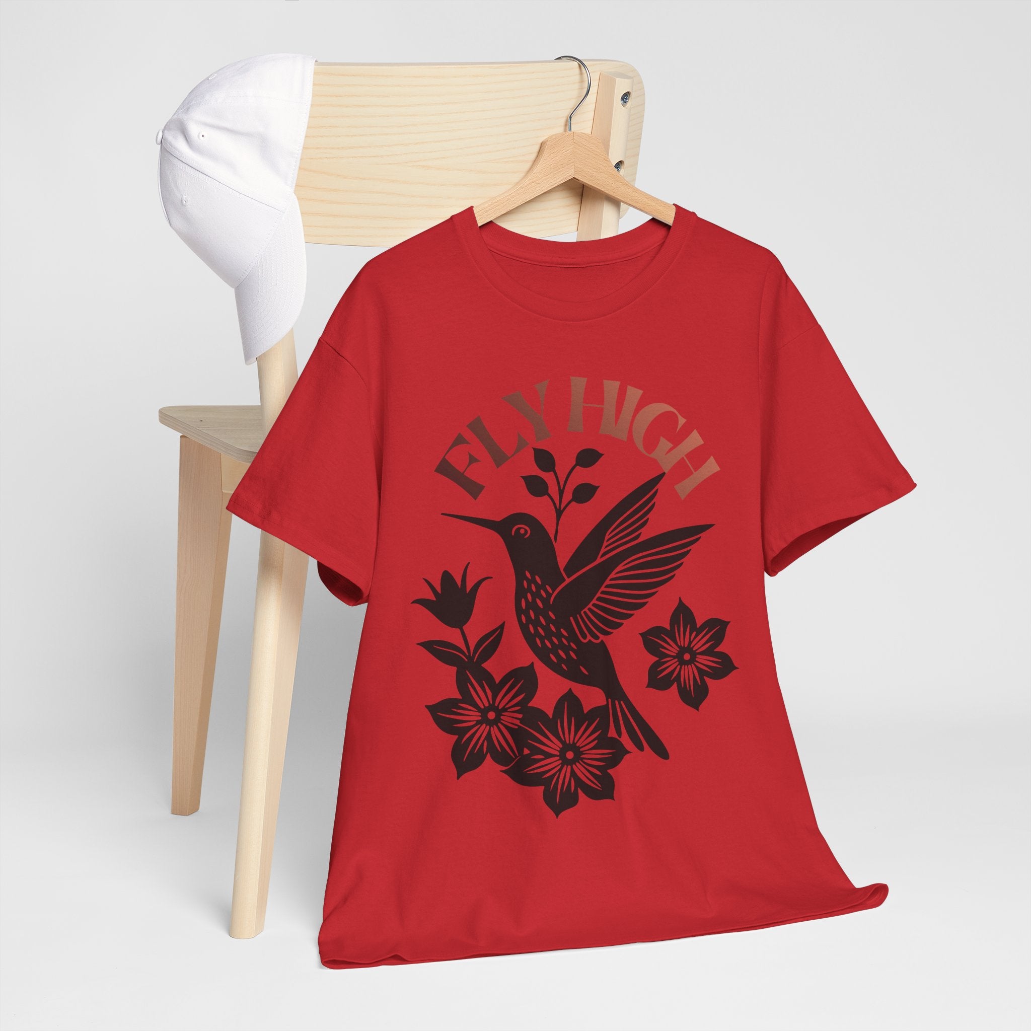 Fly High Hummingbird T-Shirt — Floral Retro Nature Tee