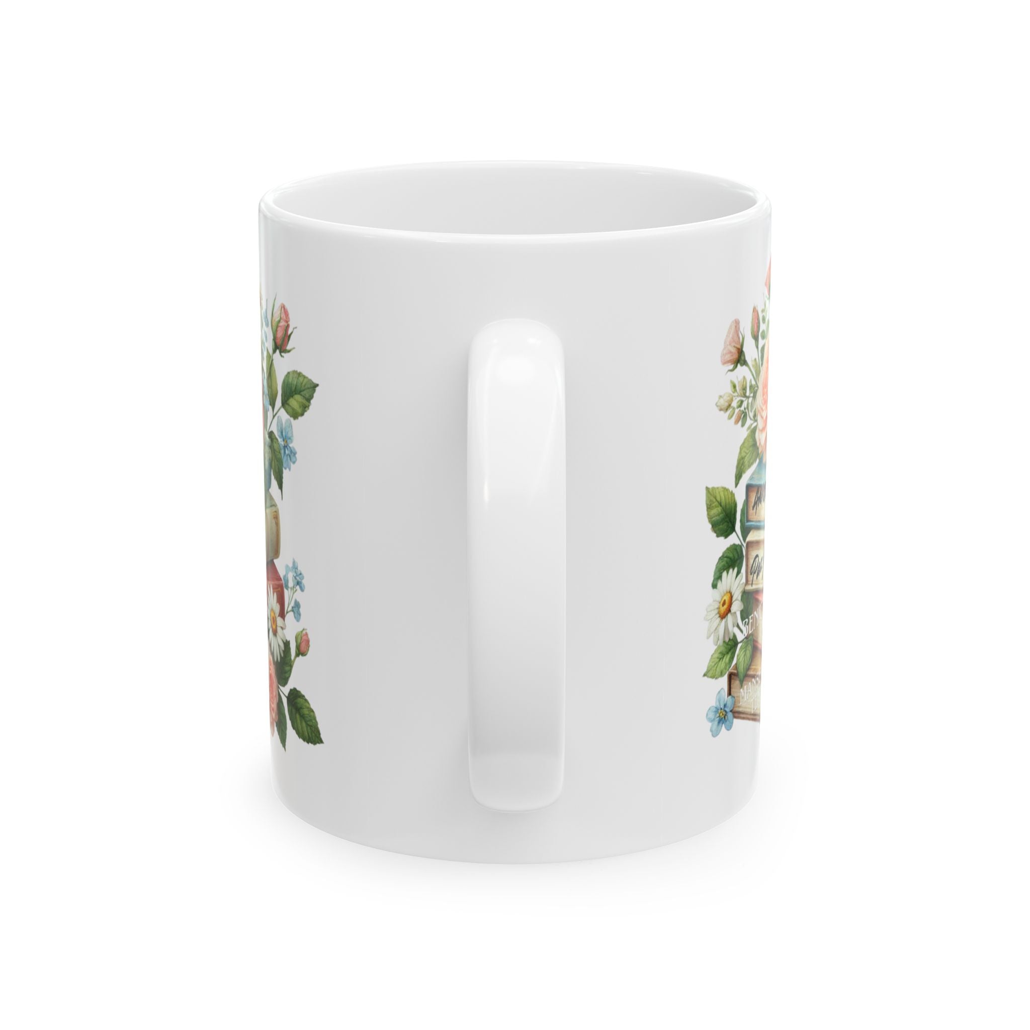 Floral Book Lovers Ceramic Mug - Perfect Gift for Readers, Tea/Coffee Lovers, Home Decor, Office Essentials, Bookish Accessories