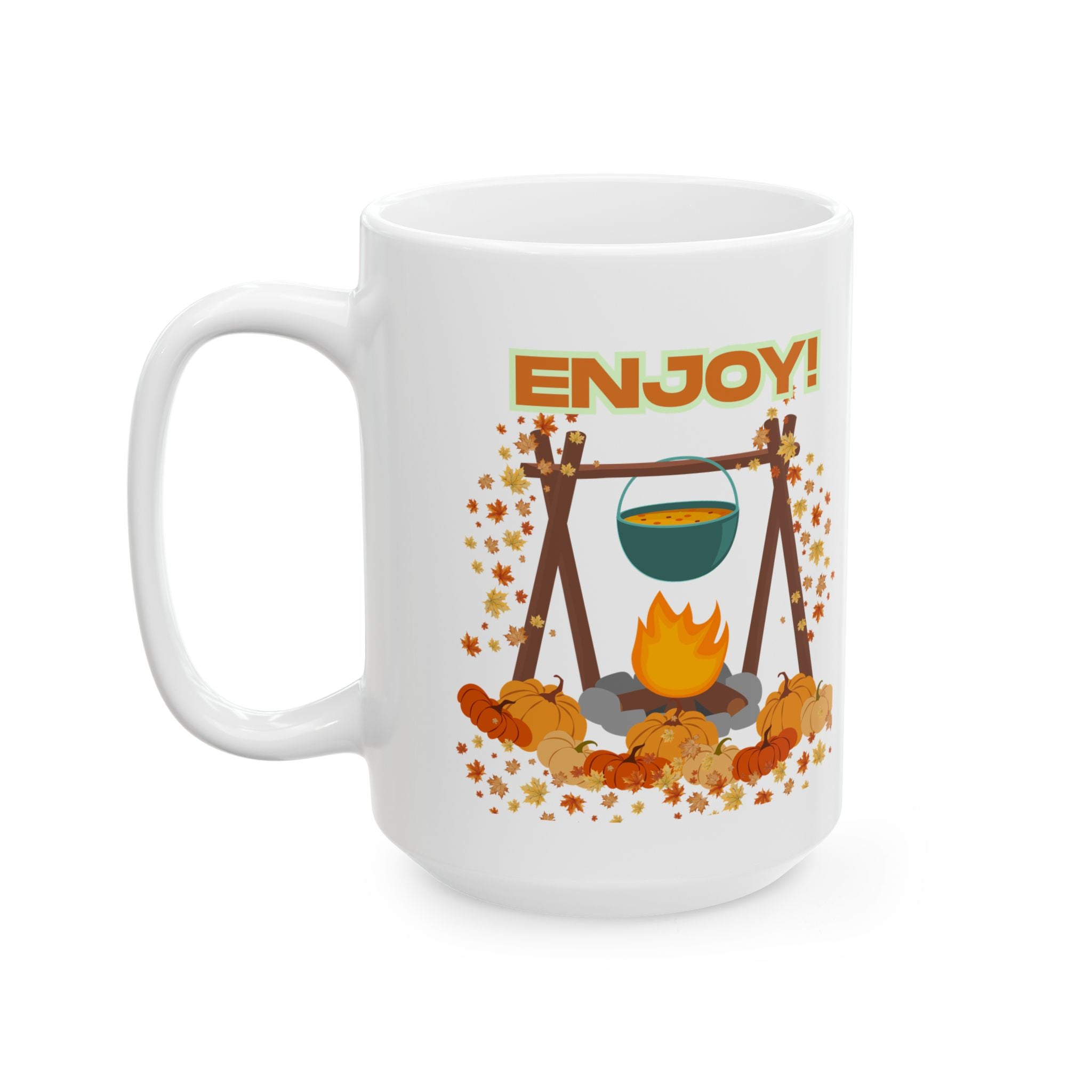 Autumn Harvest Ceramic Mug - Enjoy Autumn, Fall Coffee Mug, Cozy Drinkware, Pumpkin Spice Lover, Seasonal Gift