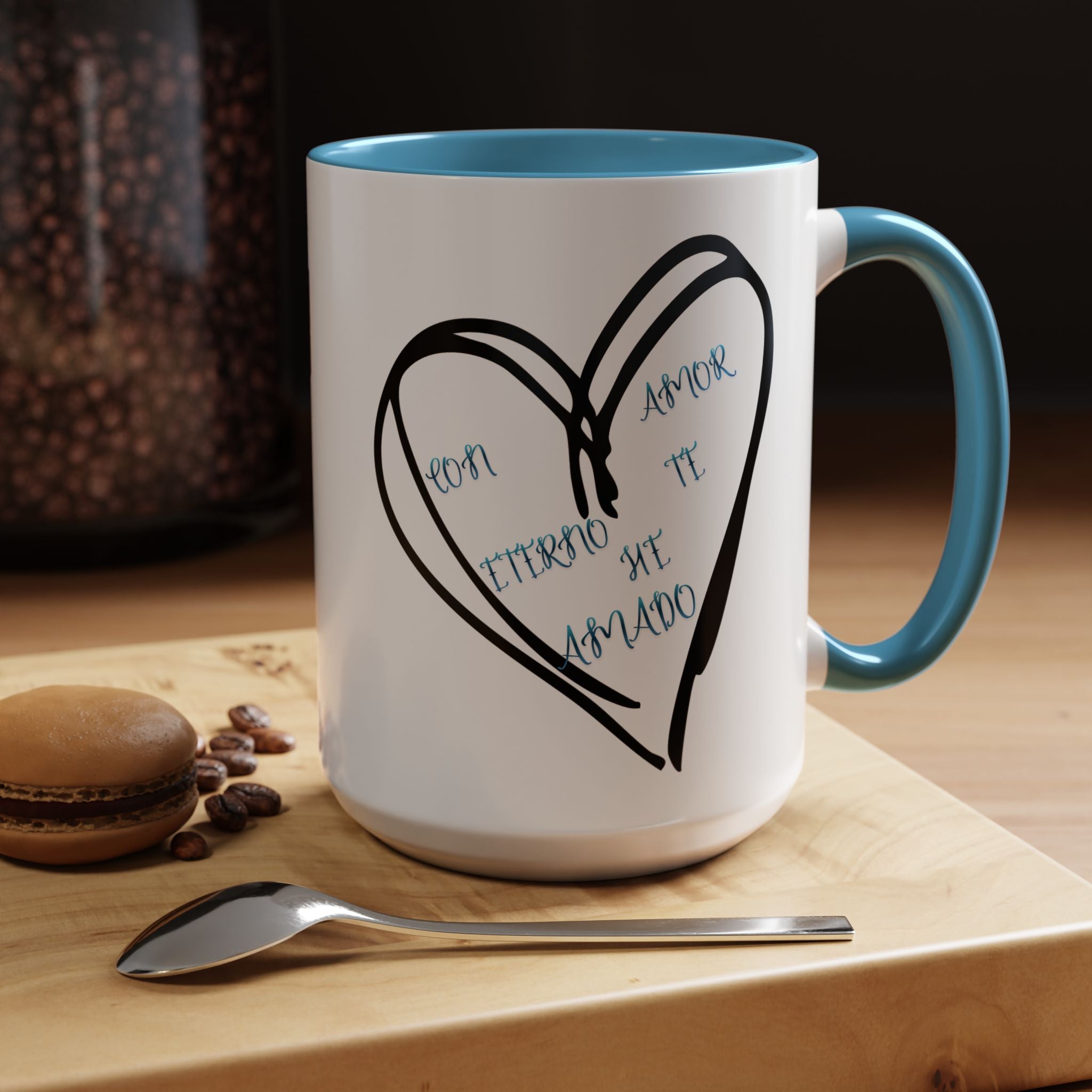 Coffee Mug - Hand-Drawn Heart with Spanish 'Por Amor Te He Amado' Accent