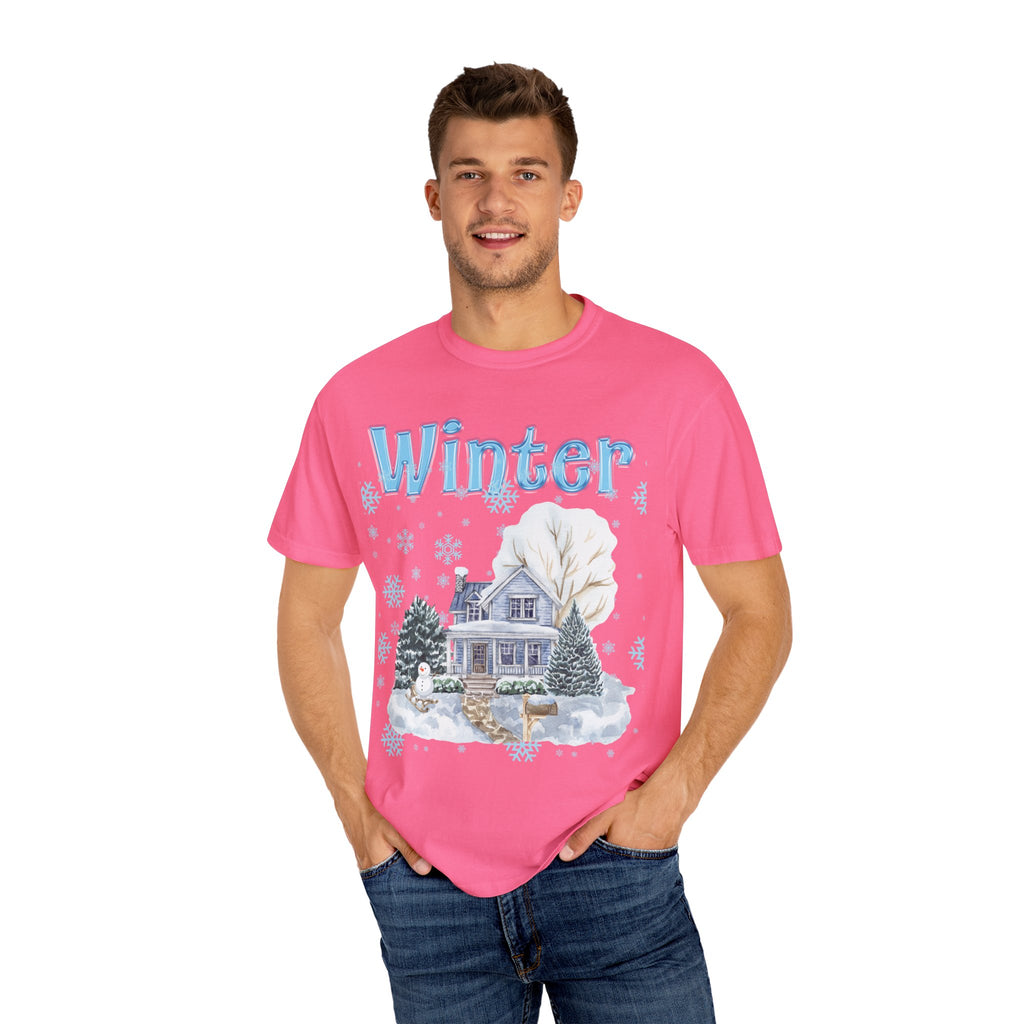 Winter-Themed Unisex Garment-Dyed T-shirt