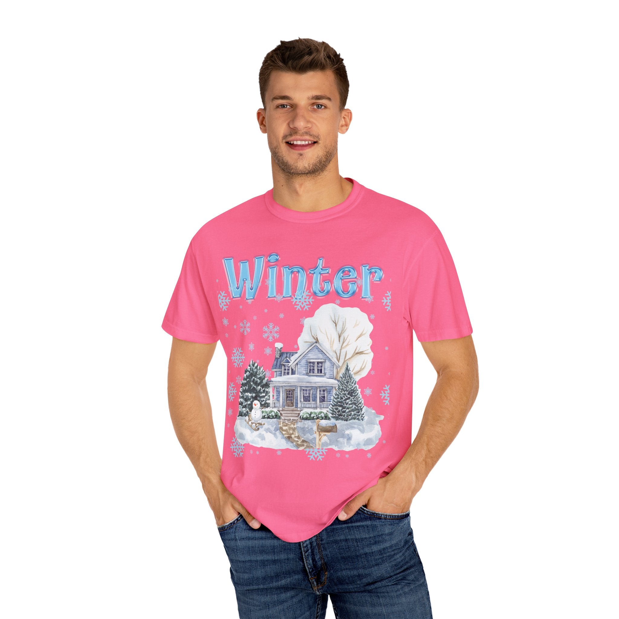 Winter-Themed Unisex Garment-Dyed T-shirt