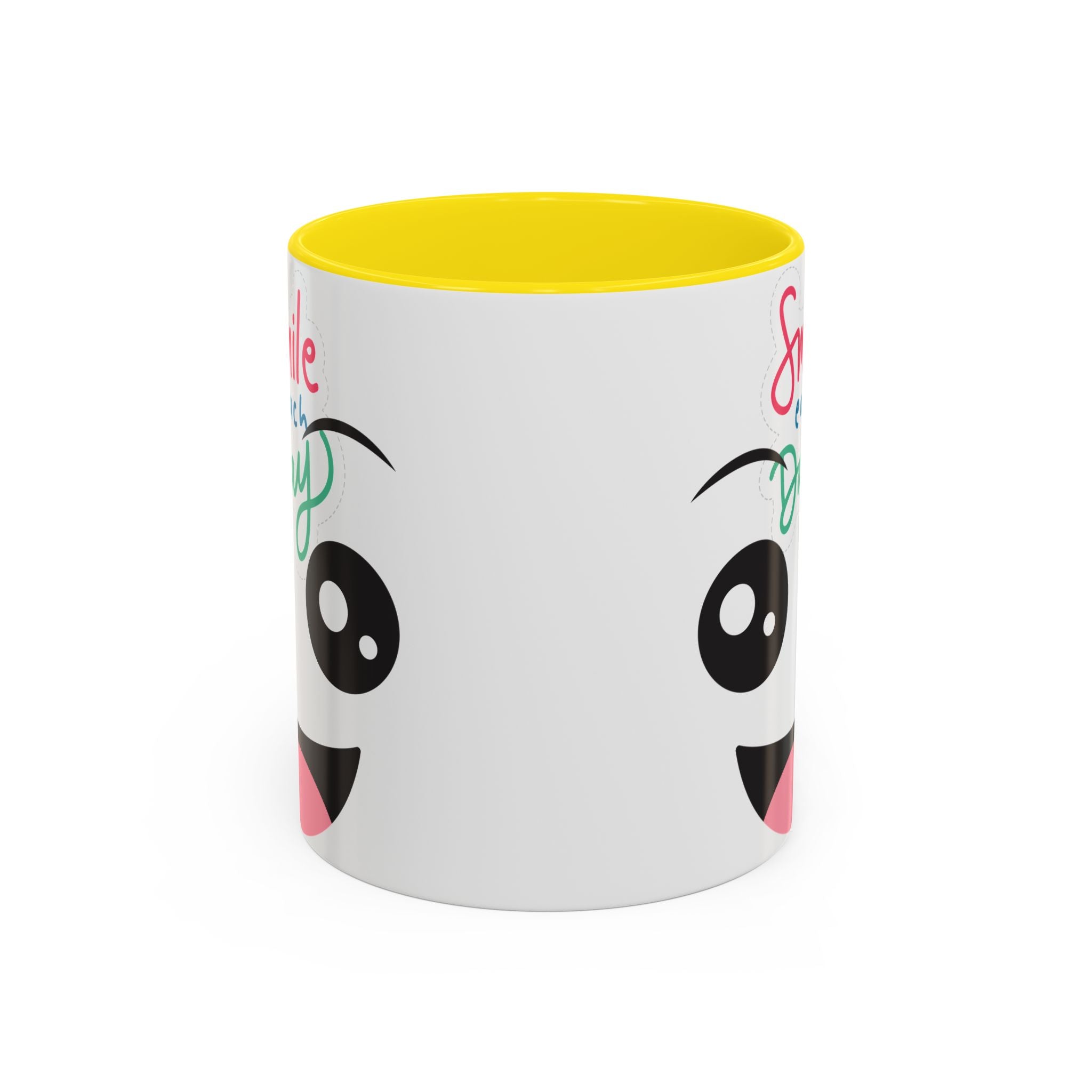 Smile Each Day Coffee Mug — Cute Cartoon Face Accent Mug (11/15oz)