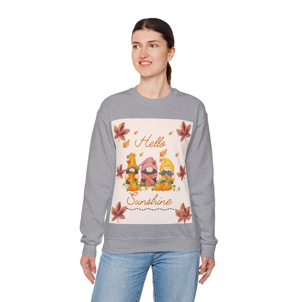 Hello Sunshine Fall Crewneck Sweatshirt, Cozy Autumn Apparel, Unisex Sweatshirt, Perfect for Thanksgiving, Gift for Nature Lovers