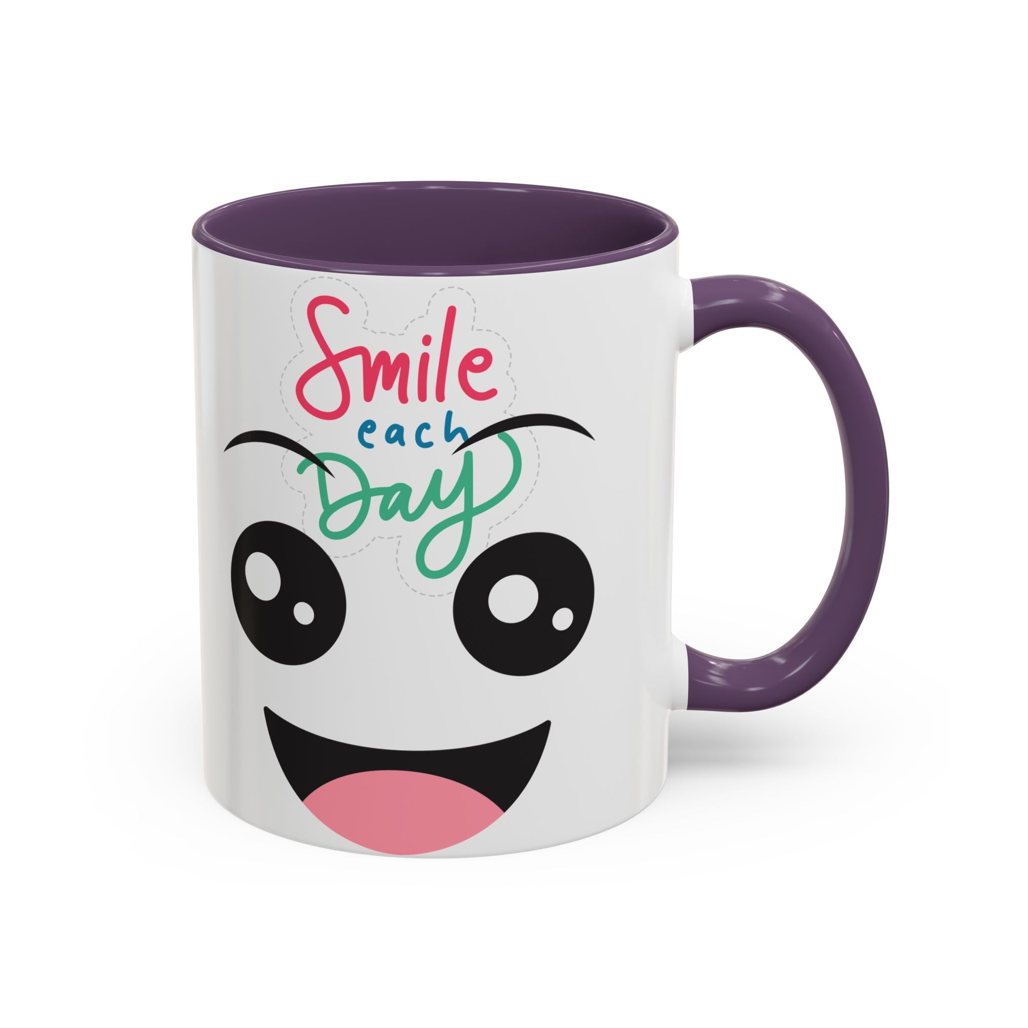 Smile Each Day Coffee Mug — Cute Cartoon Face Accent Mug (11/15oz)