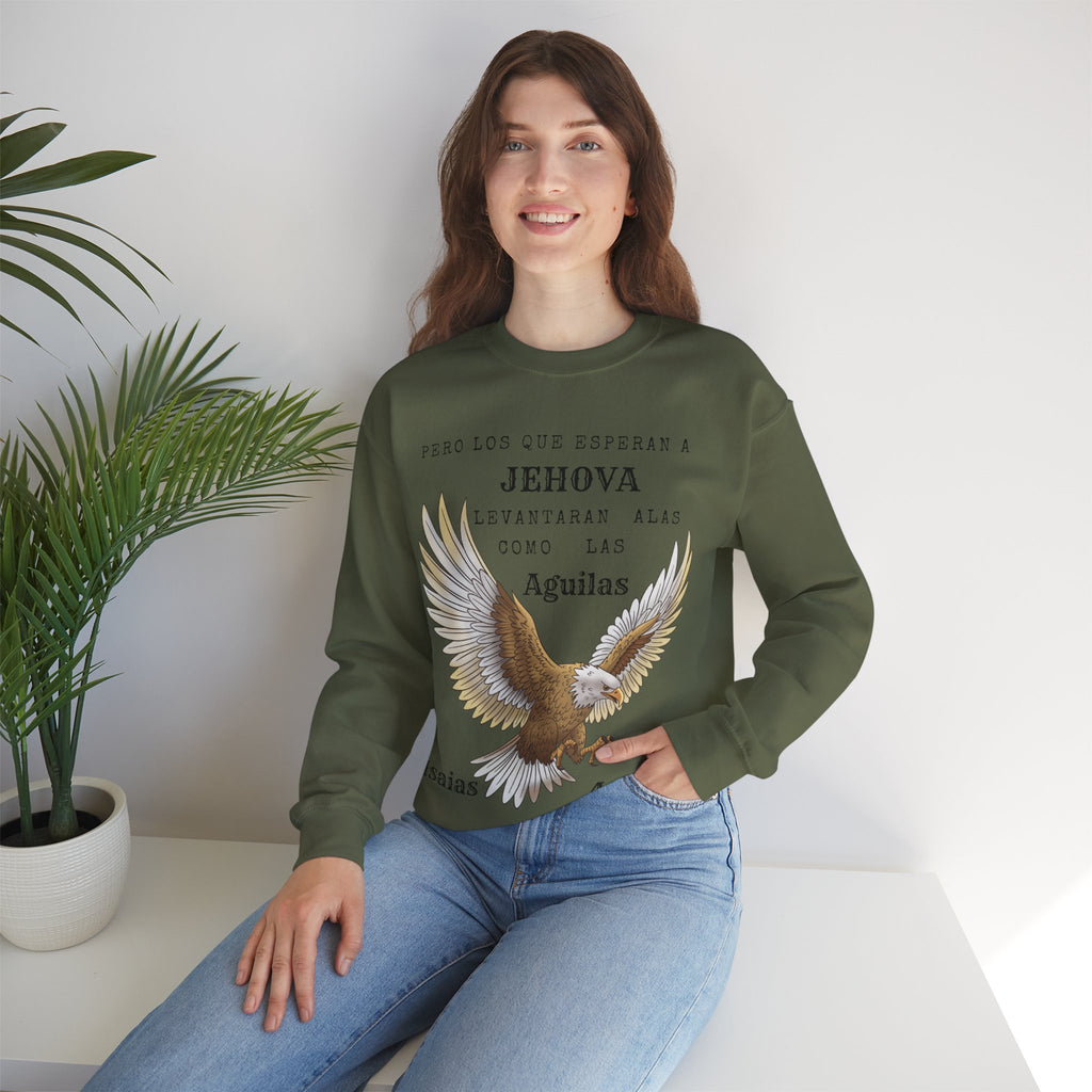 Isaías 40:31 Eagle Sweatshirt — "Pero los que esperan a Jehová" Spanish Christian Crewneck