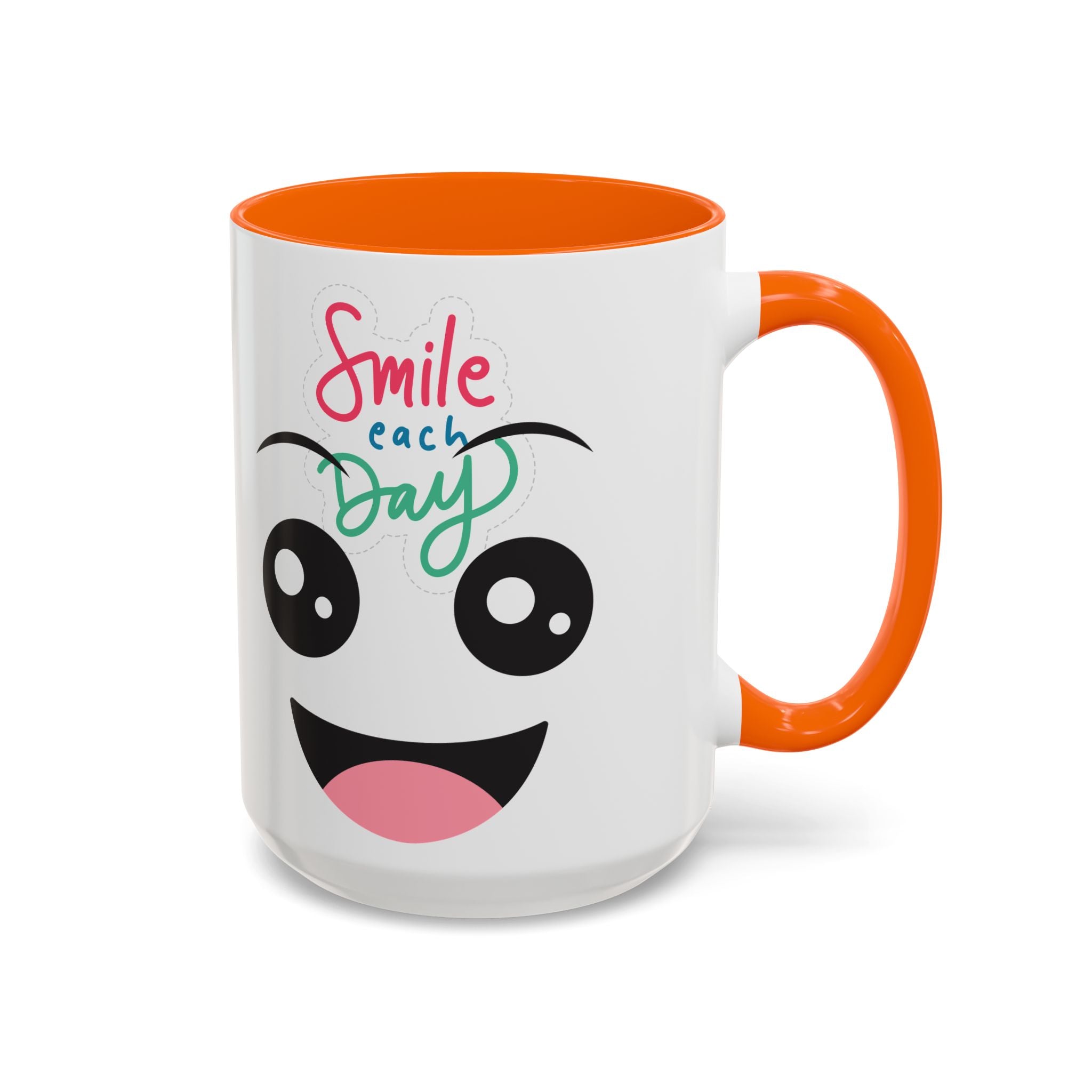 Smile Each Day Coffee Mug — Cute Cartoon Face Accent Mug (11/15oz)