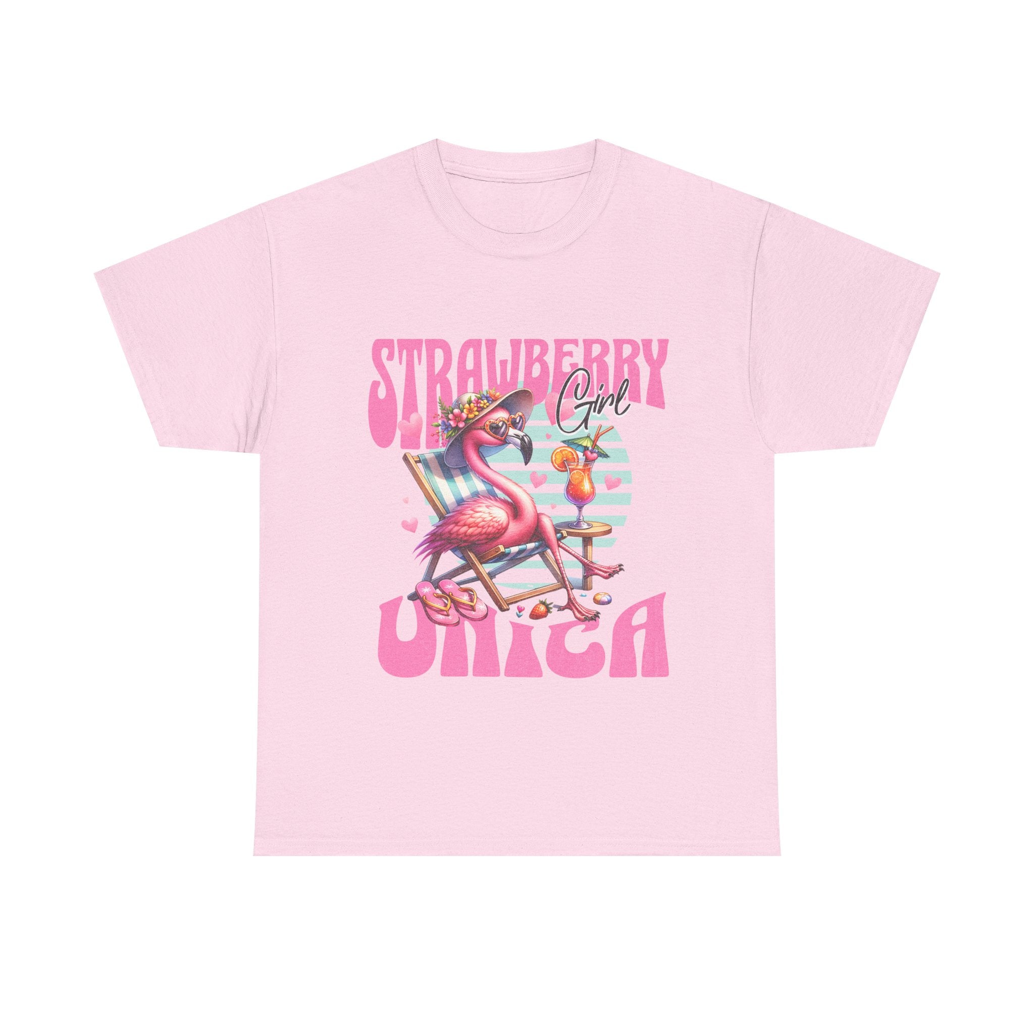 Strawberry Girl Unisex Heavy Cotton Tee - Summer Vibes T-Shirt