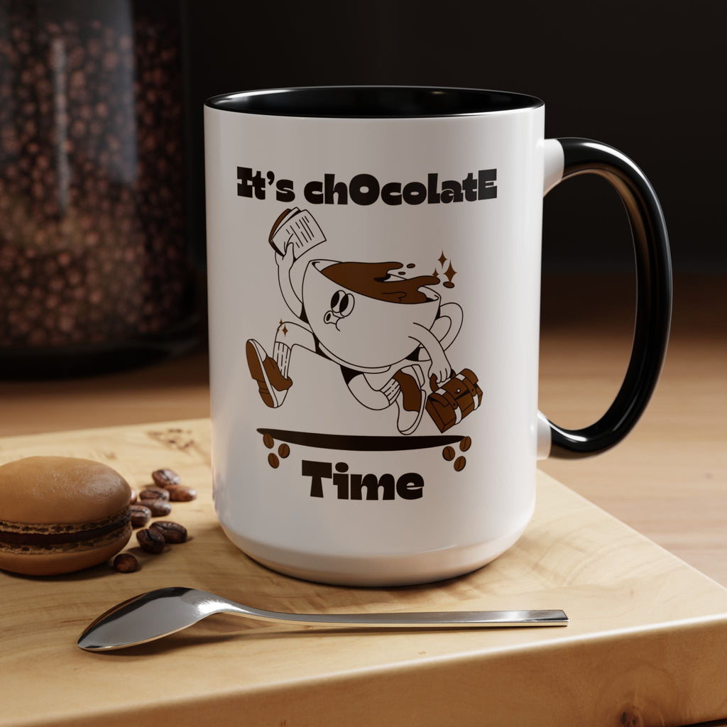 Chocolate Time Coffee Mug, Skateboard Mug, Gift for Coffee Lovers, Fun Mug for Hot Cocoa, Unique Mug for Birthdays, Cute Kitchen Decor