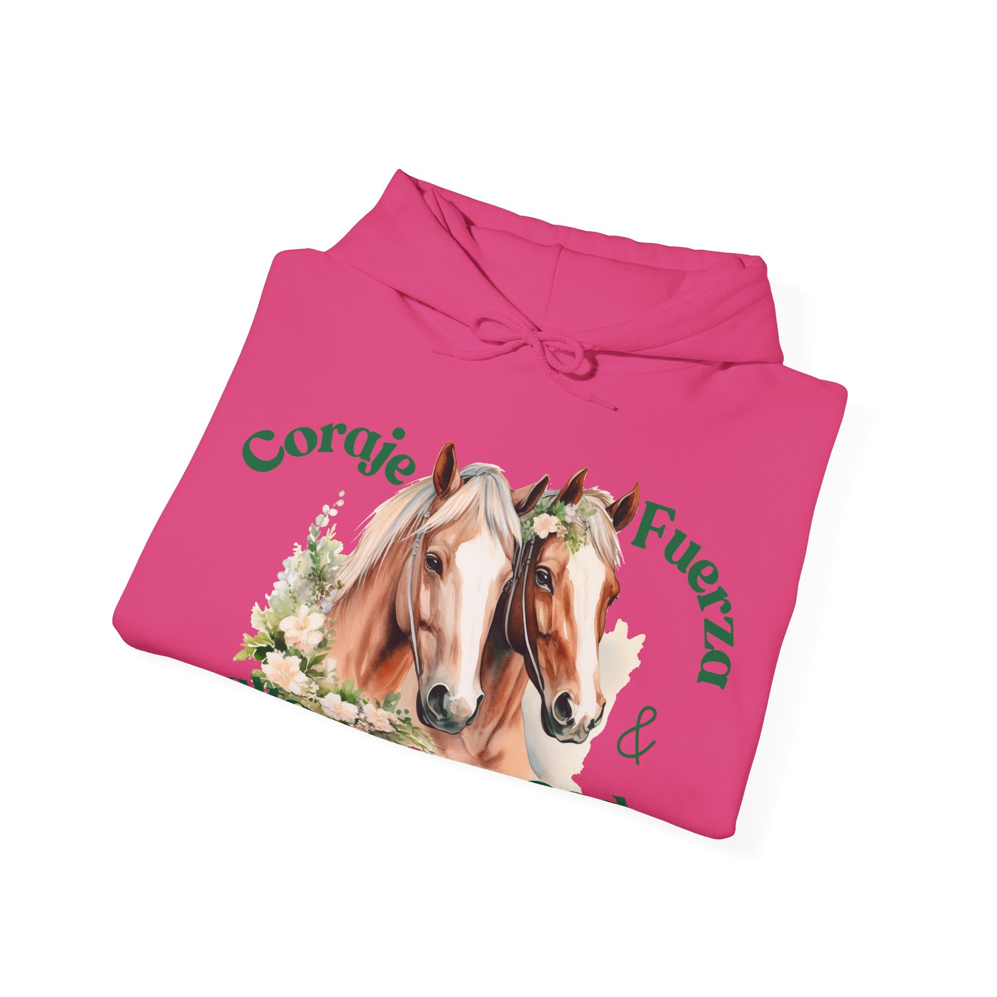Equine Spirit Hooded Sweatshirt - Courage, Strength, Love, Gift for Horse Lovers, Cozy Wear, Equestrian Apparel, Motivational Sweatshirt