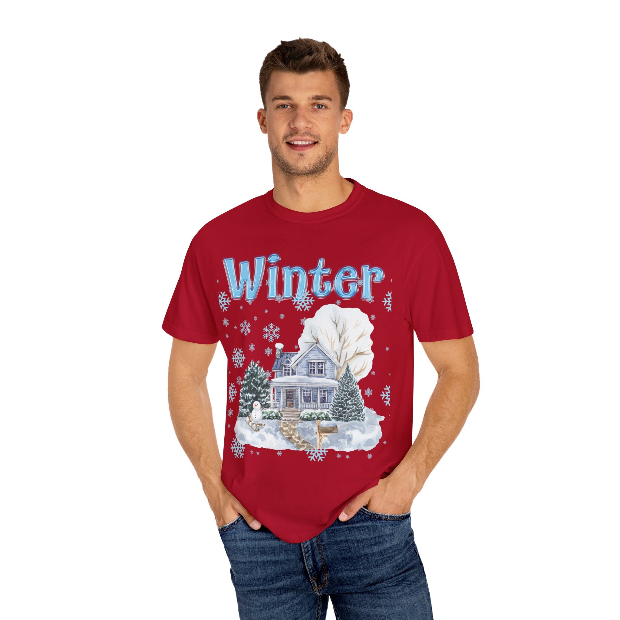 Winter-Themed Unisex Garment-Dyed T-shirt